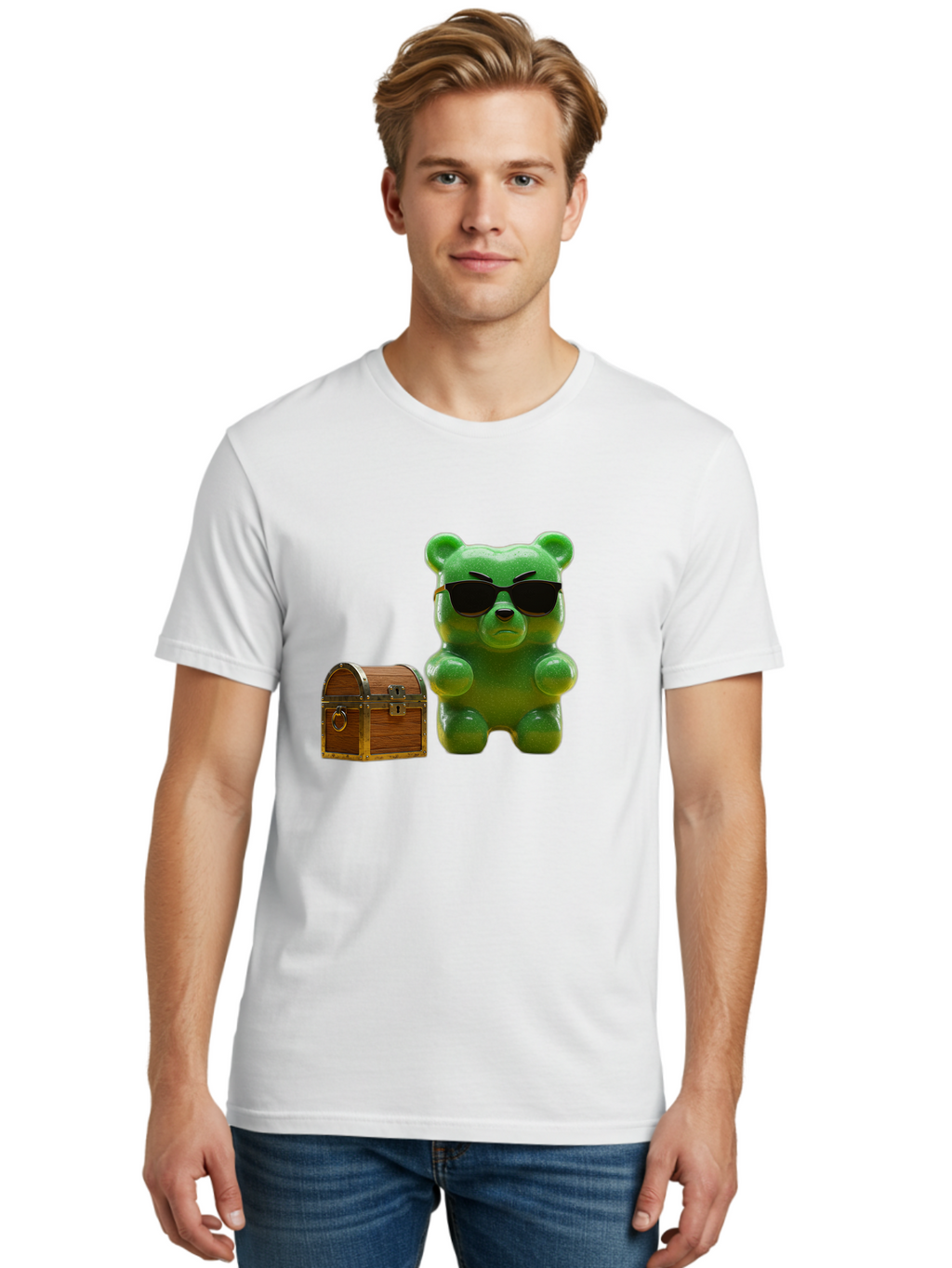 Gummy-Bear-In-Shades Men'S Graphic Tee, 100% Cotton, Comfortable Casual Summer Wear, Machine Washable, Vintage Camera, Old Camera, Antique Camera, Black Camera, Classic Photography, Photography Equipment, Nostalgic Device, Film Camera, Bam609