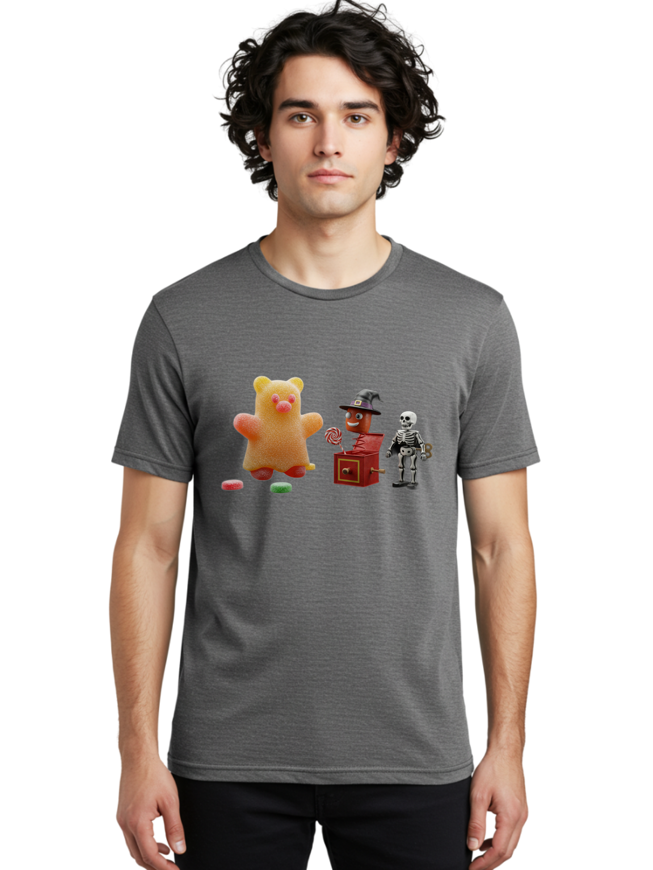 Gummy-Bear-Jack-In-The-Box-Skeleton Men'S Graphic Tee, 100% Cotton, Comfortable Casual Summer Wear, Machine Washable, Vintage Camera, Old Camera, Antique Camera, Black Camera, Classic Photography, Photography Equipment, Nostalgic Device, Bam610