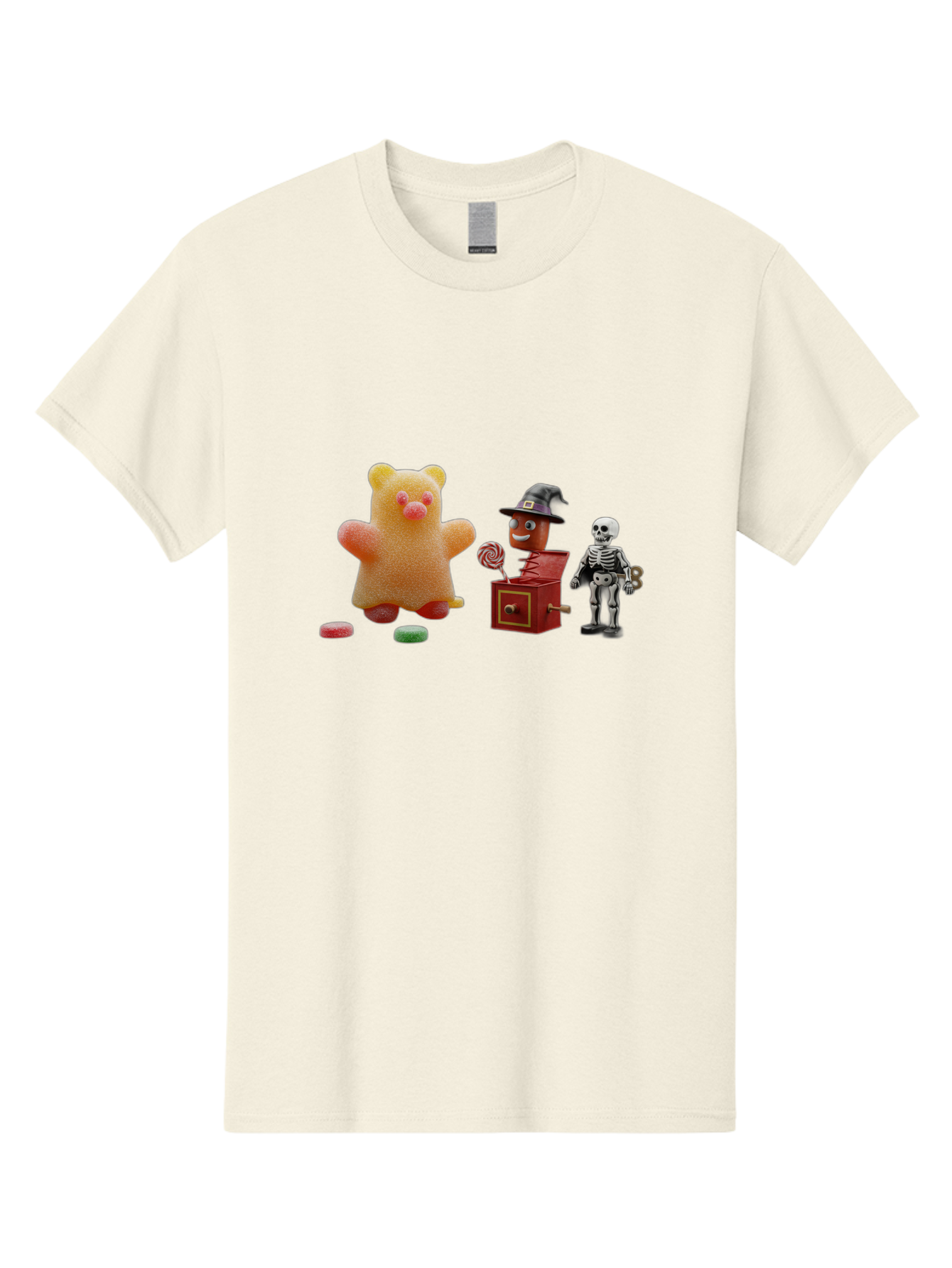 Gummy-Bear-Jack-In-The-Box-Skeleton Men'S Graphic Tee, 100% Cotton, Comfortable Casual Summer Wear, Machine Washable, Vintage Camera, Old Camera, Antique Camera, Black Camera, Classic Photography, Photography Equipment, Nostalgic Device, Bam610