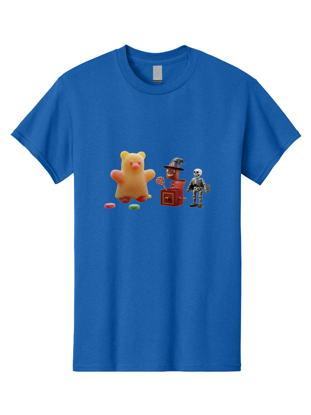 Gummy-Bear-Jack-In-The-Box-Skeleton Men'S Graphic Tee, 100% Cotton, Comfortable Casual Summer Wear, Machine Washable, Vintage Camera, Old Camera, Antique Camera, Black Camera, Classic Photography, Photography Equipment, Nostalgic Device, Bam610
