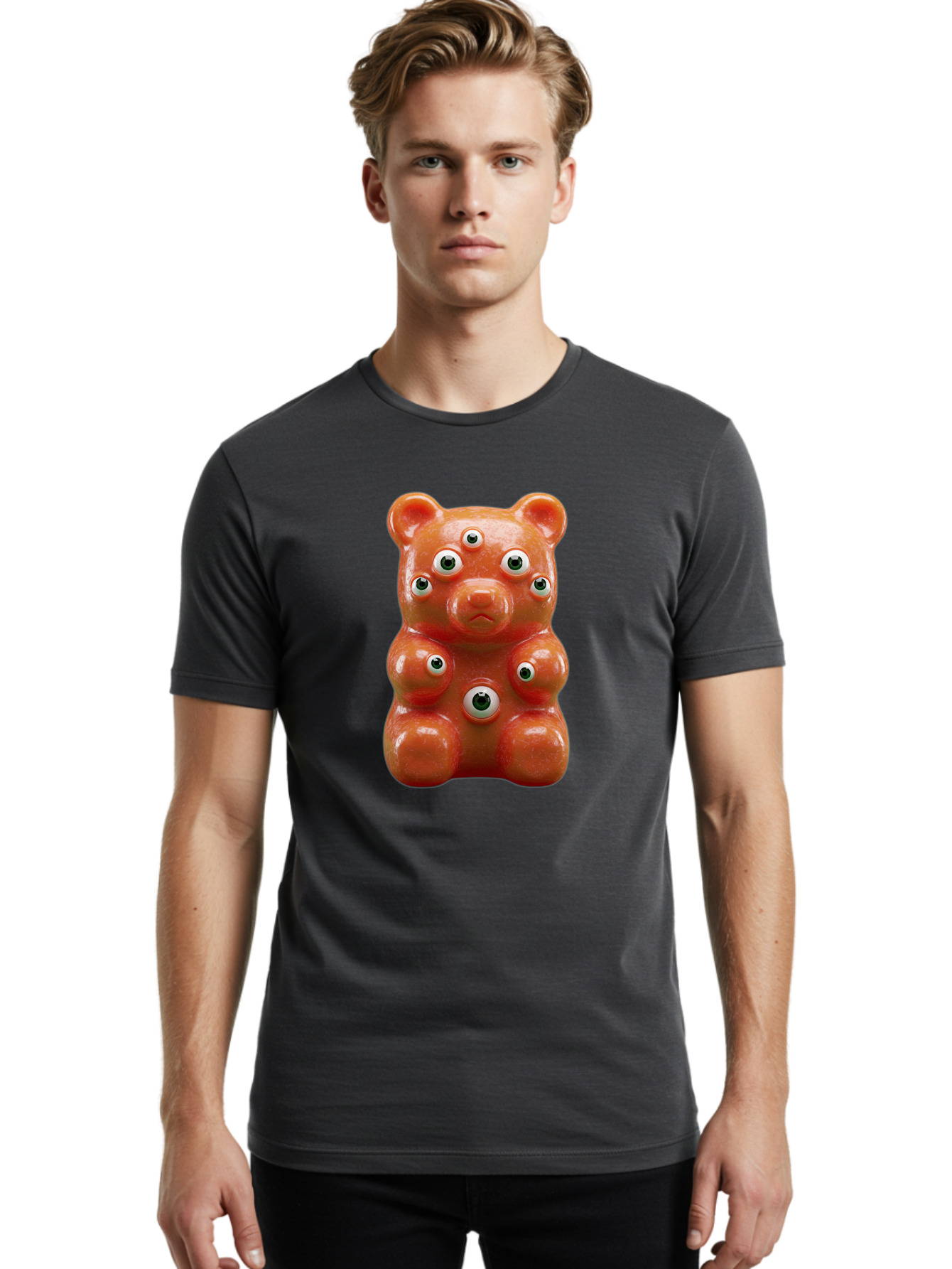 Gummy-Bear-With-Googly-Eyes Men'S Graphic Tee, 100% Cotton, Comfortable Casual Summer Wear, Machine Washable, Vintage Camera, Old Camera, Antique Camera, Black Camera, Classic Photography, Photography Equipment, Nostalgic Device, Film Camera, Bam613