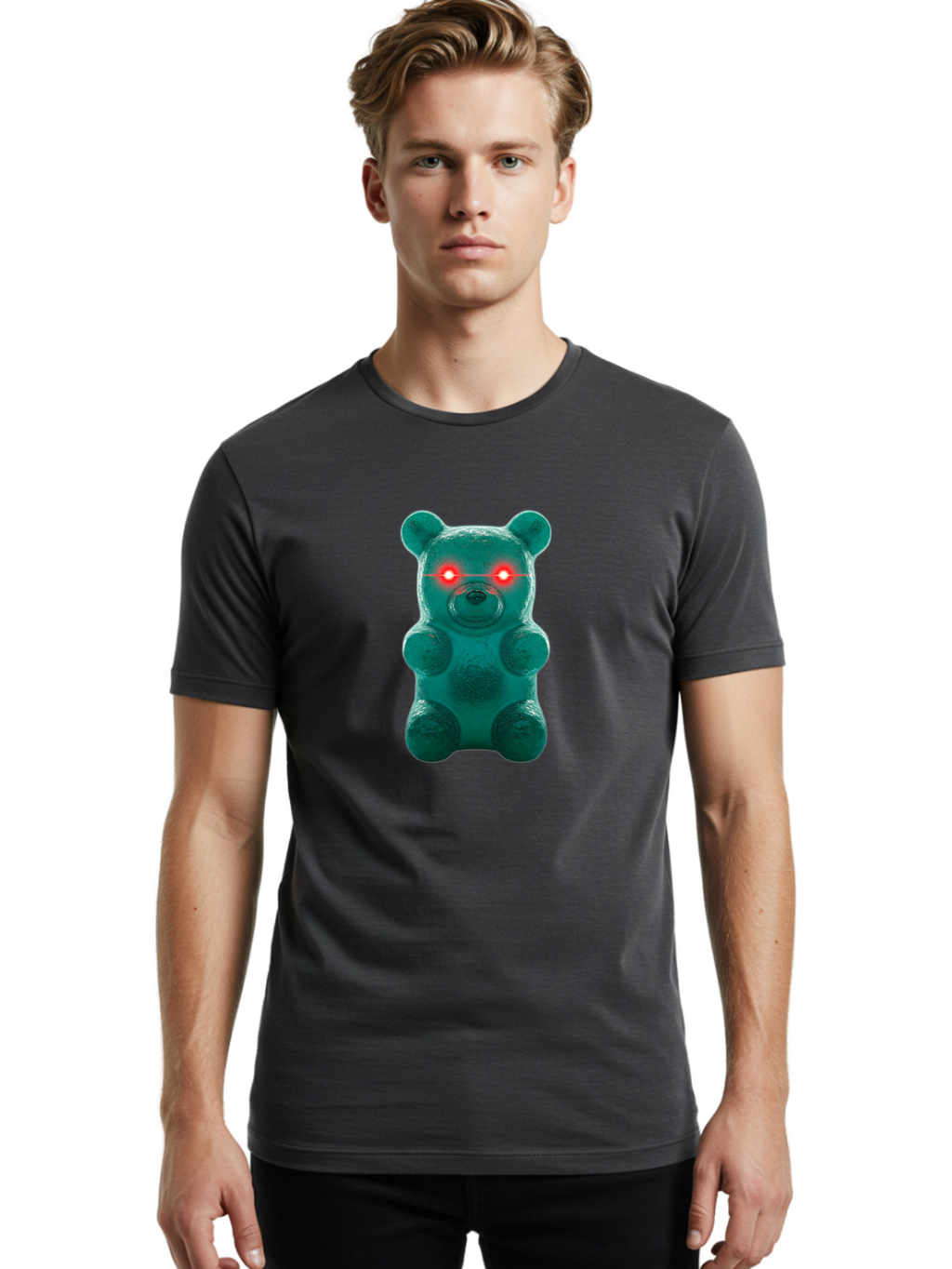 Gummy-Bear-With-Red-Eyes Men'S Graphic Tee, 100% Cotton, Comfortable Casual Summer Wear, Machine Washable, Vintage Camera, Old Camera, Antique Camera, Black Camera, Classic Photography, Photography Equipment, Nostalgic Device, Film Camera, Bam614