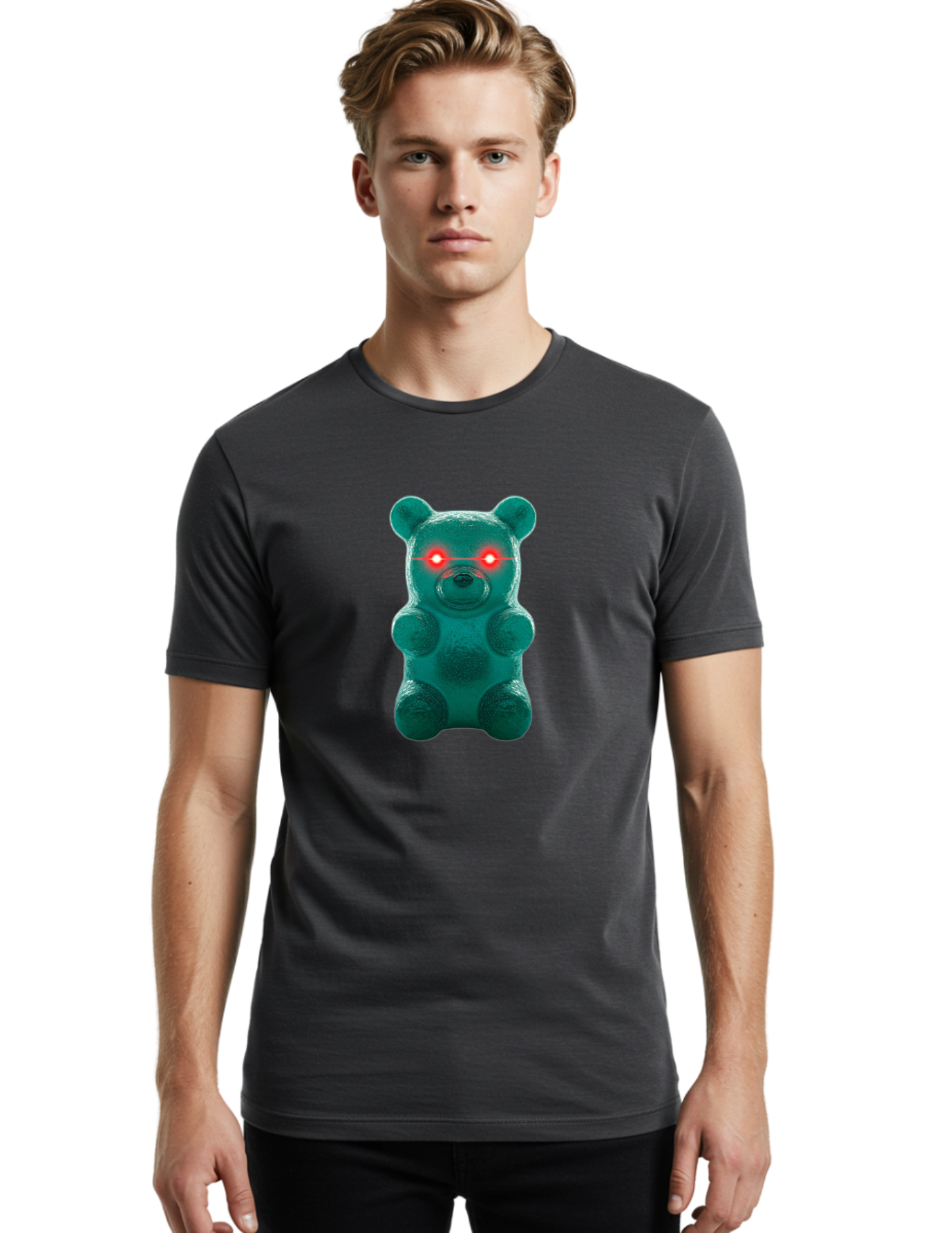 Gummy-Bear-With-Red-Eyes Men'S Graphic Tee, 100% Cotton, Comfortable Casual Summer Wear, Machine Washable, Vintage Camera, Old Camera, Antique Camera, Black Camera, Classic Photography, Photography Equipment, Nostalgic Device, Film Camera, Bam614