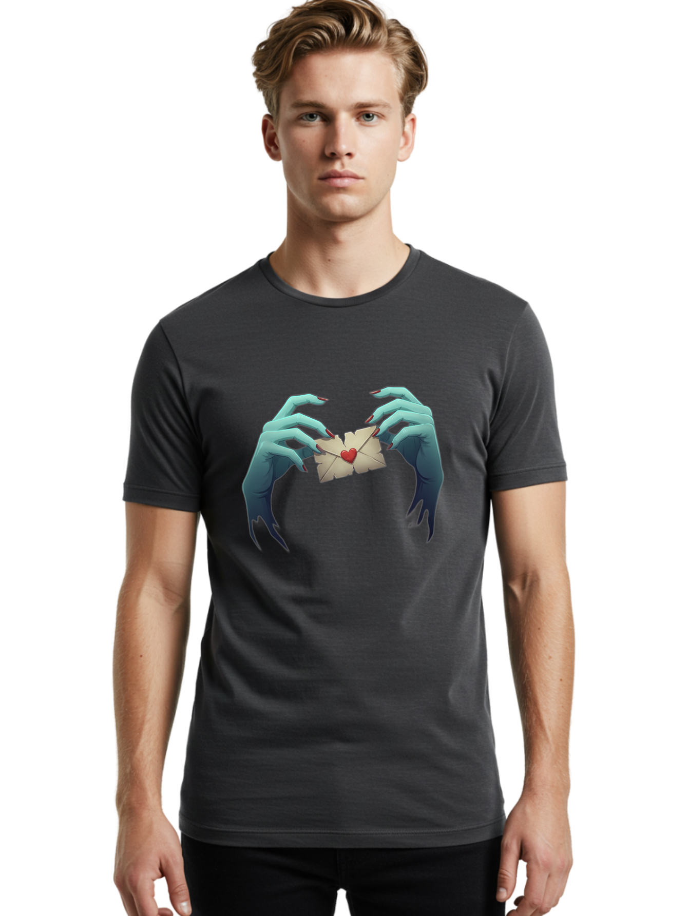 Hands-Holding-Envelope-With-Heart Men'S Graphic Tee, 100% Cotton, Comfortable Casual Summer Wear, Machine Washable, Vintage Camera, Old Camera, Antique Camera, Black Camera, Classic Photography, Photography Equipment, Nostalgic Device, Bam619