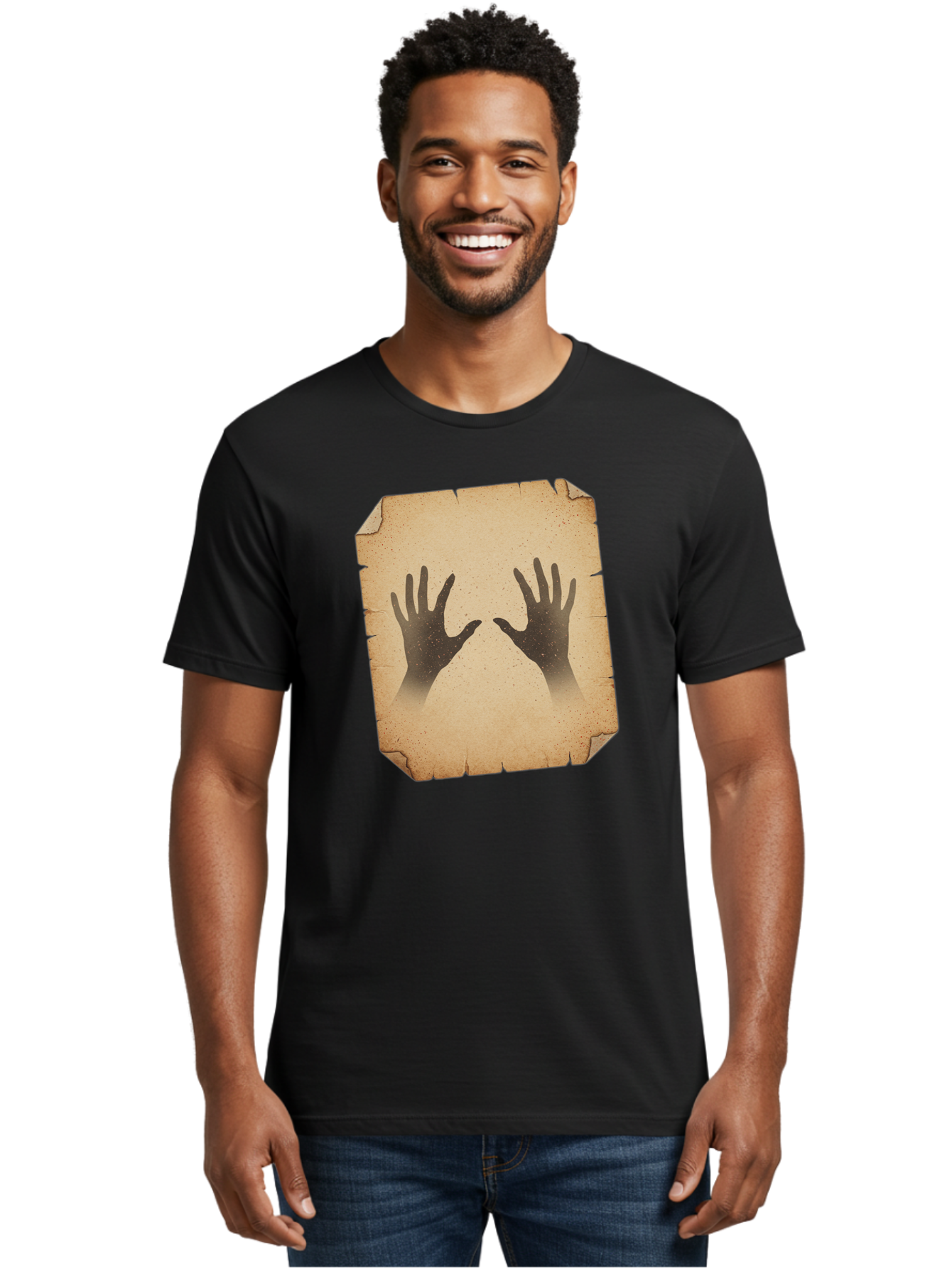 Hands Men'S Graphic Tee, 100% Cotton, Comfortable Casual Summer Wear, Machine Washable, Vintage Camera, Old Camera, Antique Camera, Black Camera, Classic Photography, Photography Equipment, Nostalgic Device, Film Camera, Camera Art Bam620