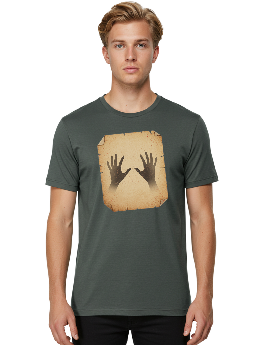 Hands Men'S Graphic Tee, 100% Cotton, Comfortable Casual Summer Wear, Machine Washable, Vintage Camera, Old Camera, Antique Camera, Black Camera, Classic Photography, Photography Equipment, Nostalgic Device, Film Camera, Camera Art Bam620