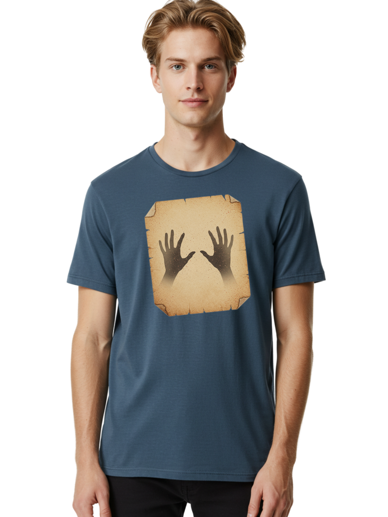 Hands Men'S Graphic Tee, 100% Cotton, Comfortable Casual Summer Wear, Machine Washable, Vintage Camera, Old Camera, Antique Camera, Black Camera, Classic Photography, Photography Equipment, Nostalgic Device, Film Camera, Camera Art Bam620