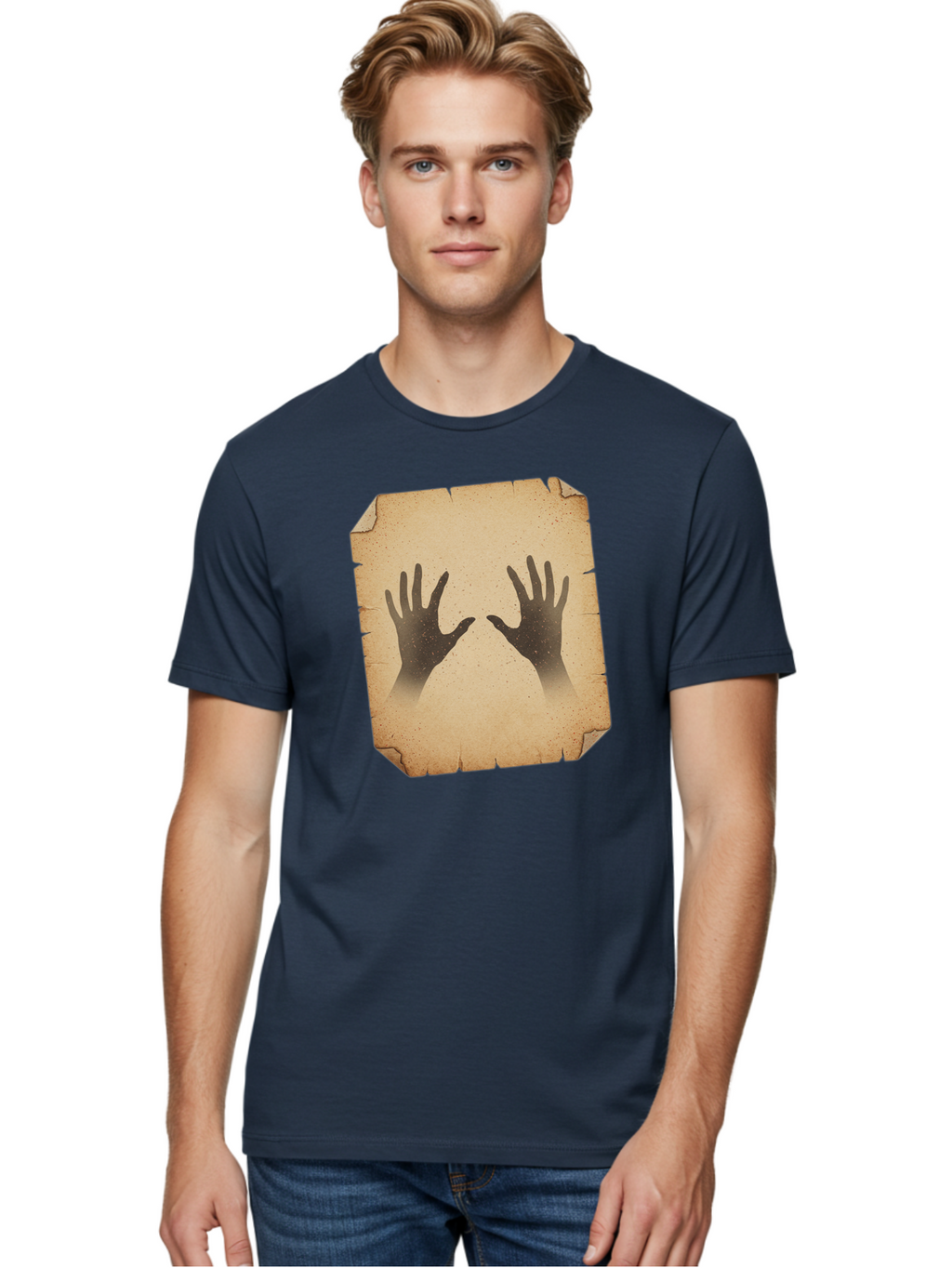 Hands Men'S Graphic Tee, 100% Cotton, Comfortable Casual Summer Wear, Machine Washable, Vintage Camera, Old Camera, Antique Camera, Black Camera, Classic Photography, Photography Equipment, Nostalgic Device, Film Camera, Camera Art Bam620