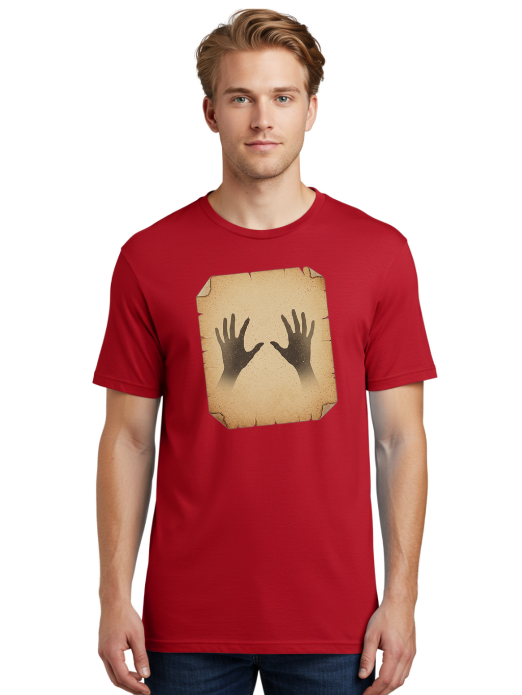 Hands Men'S Graphic Tee, 100% Cotton, Comfortable Casual Summer Wear, Machine Washable, Vintage Camera, Old Camera, Antique Camera, Black Camera, Classic Photography, Photography Equipment, Nostalgic Device, Film Camera, Camera Art Bam620