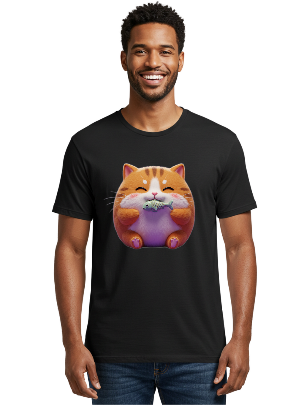 Happy-Cat-With-Fish Men'S Graphic Tee, 100% Cotton, Comfortable Casual Summer Wear, Machine Washable, Vintage Camera, Old Camera, Antique Camera, Black Camera, Classic Photography, Photography Equipment, Nostalgic Device, Film Camera, Bam621