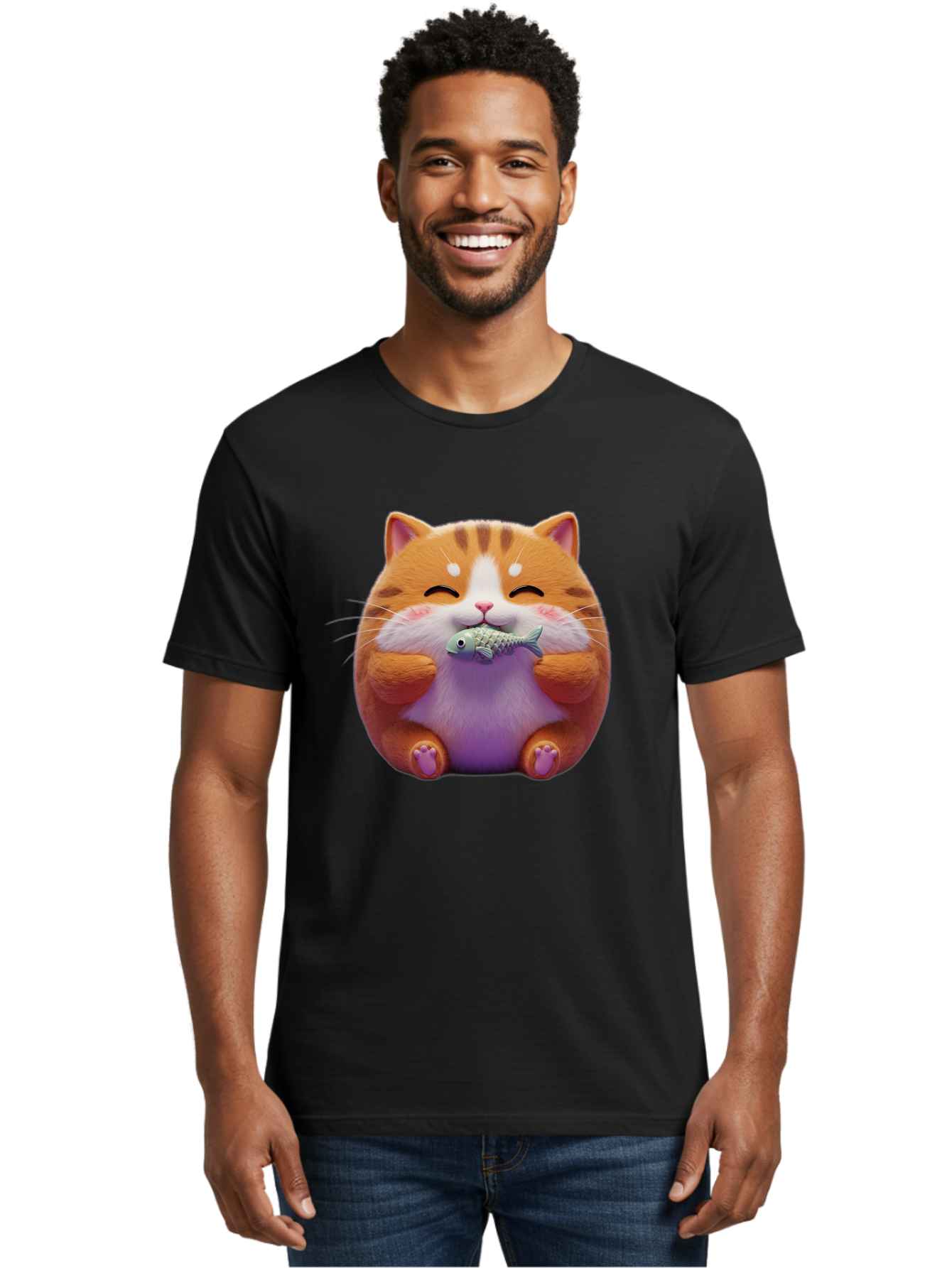 Happy-Cat-With-Fish Men'S Graphic Tee, 100% Cotton, Comfortable Casual Summer Wear, Machine Washable, Vintage Camera, Old Camera, Antique Camera, Black Camera, Classic Photography, Photography Equipment, Nostalgic Device, Film Camera, Bam621