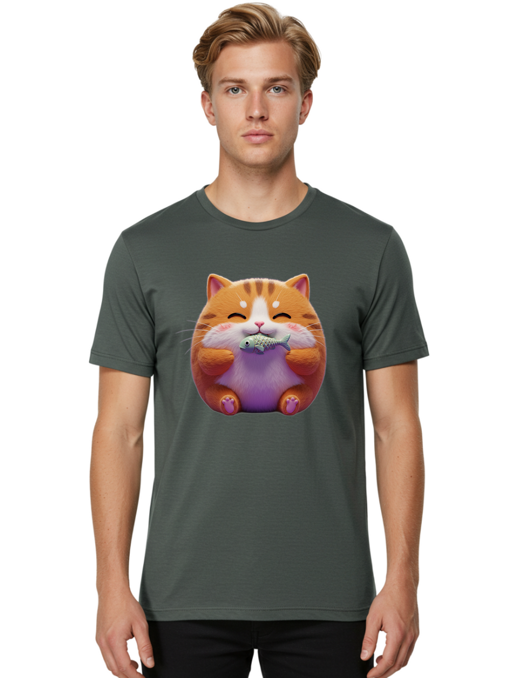 Happy-Cat-With-Fish Men'S Graphic Tee, 100% Cotton, Comfortable Casual Summer Wear, Machine Washable, Vintage Camera, Old Camera, Antique Camera, Black Camera, Classic Photography, Photography Equipment, Nostalgic Device, Film Camera, Bam621