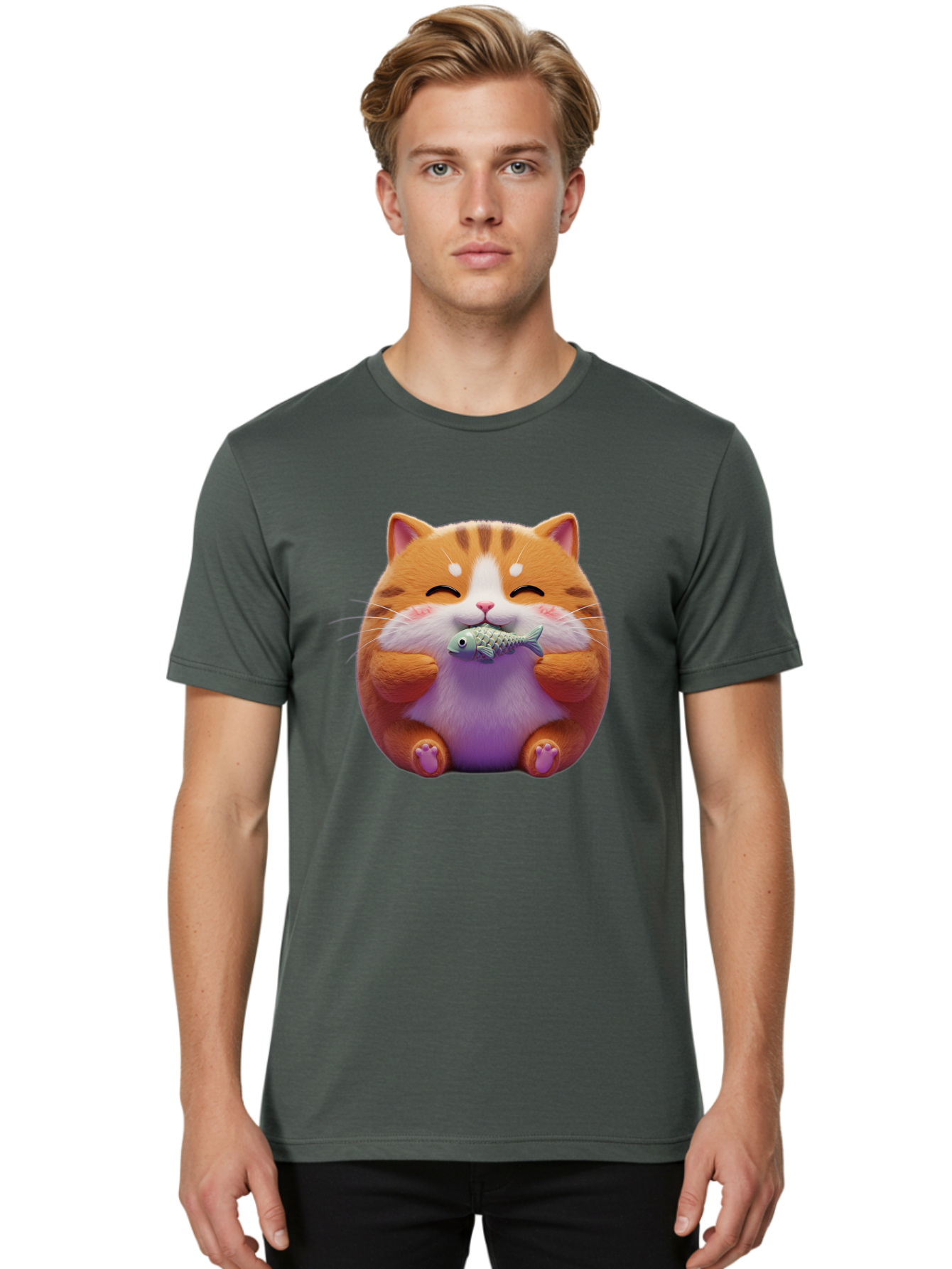 Happy-Cat-With-Fish Men'S Graphic Tee, 100% Cotton, Comfortable Casual Summer Wear, Machine Washable, Vintage Camera, Old Camera, Antique Camera, Black Camera, Classic Photography, Photography Equipment, Nostalgic Device, Film Camera, Bam621