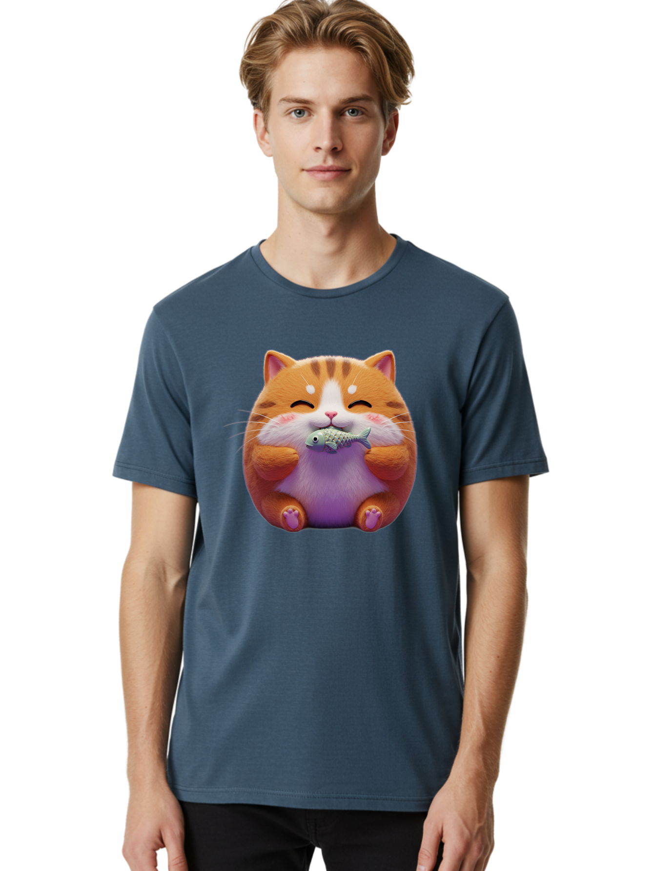 Happy-Cat-With-Fish Men'S Graphic Tee, 100% Cotton, Comfortable Casual Summer Wear, Machine Washable, Vintage Camera, Old Camera, Antique Camera, Black Camera, Classic Photography, Photography Equipment, Nostalgic Device, Film Camera, Bam621