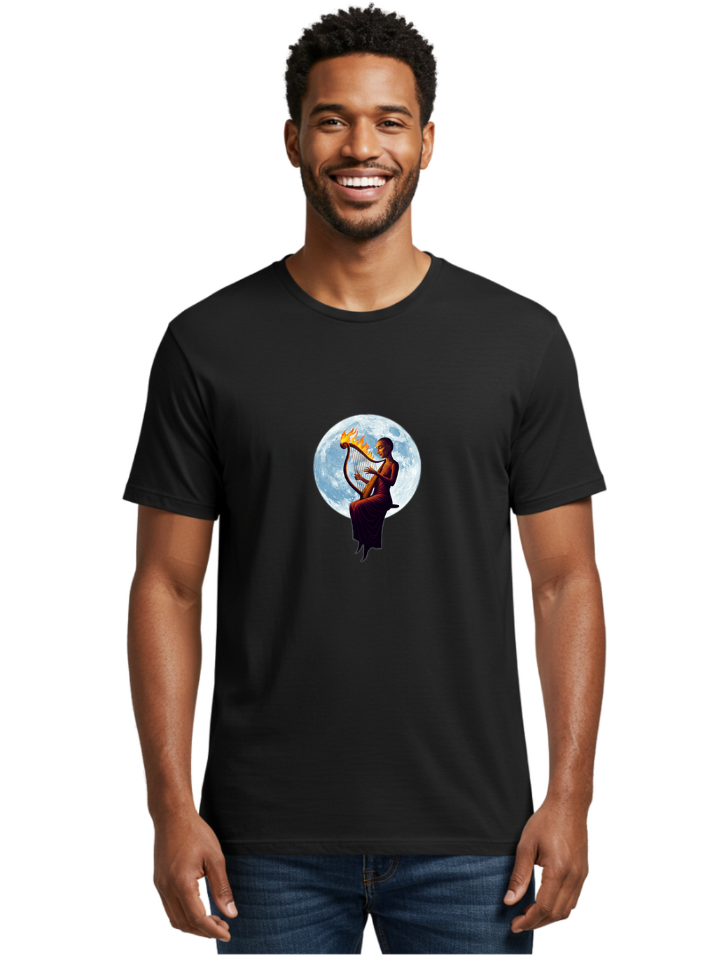 Harpist-On-Moon Men'S Graphic Tee, 100% Cotton, Comfortable Casual Summer Wear, Machine Washable, Vintage Camera, Old Camera, Antique Camera, Black Camera, Classic Photography, Photography Equipment, Nostalgic Device, Film Camera, Camera Art Bam626