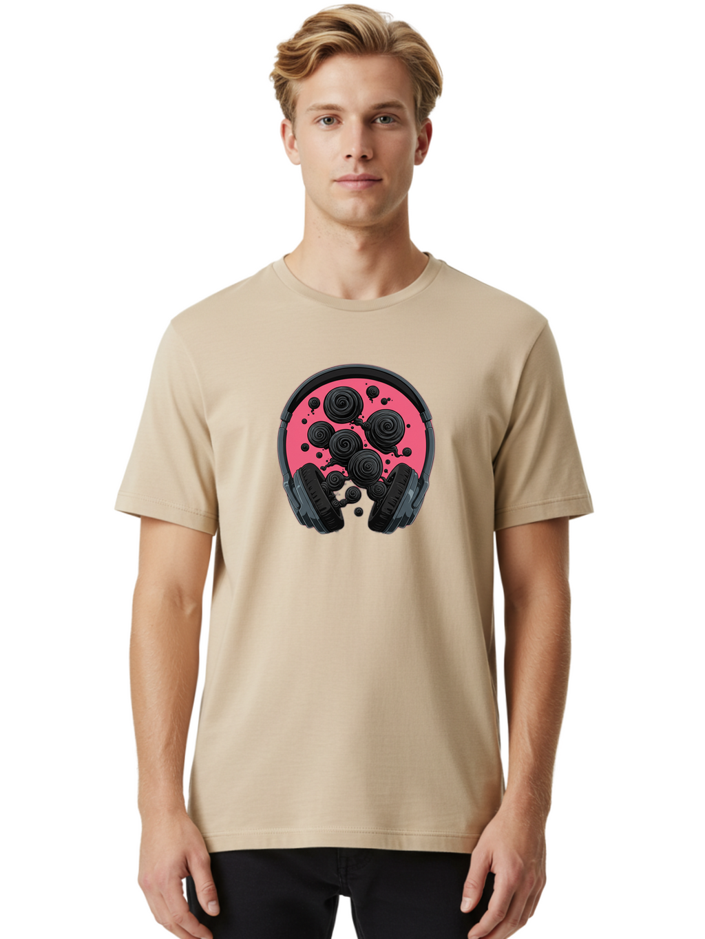 Headphones Men'S Graphic Tee, 100% Cotton, Comfortable Casual Summer Wear, Machine Washable, Vintage Camera, Old Camera, Antique Camera, Black Camera, Classic Photography, Photography Equipment, Nostalgic Device, Film Camera, Camera Art Bam630