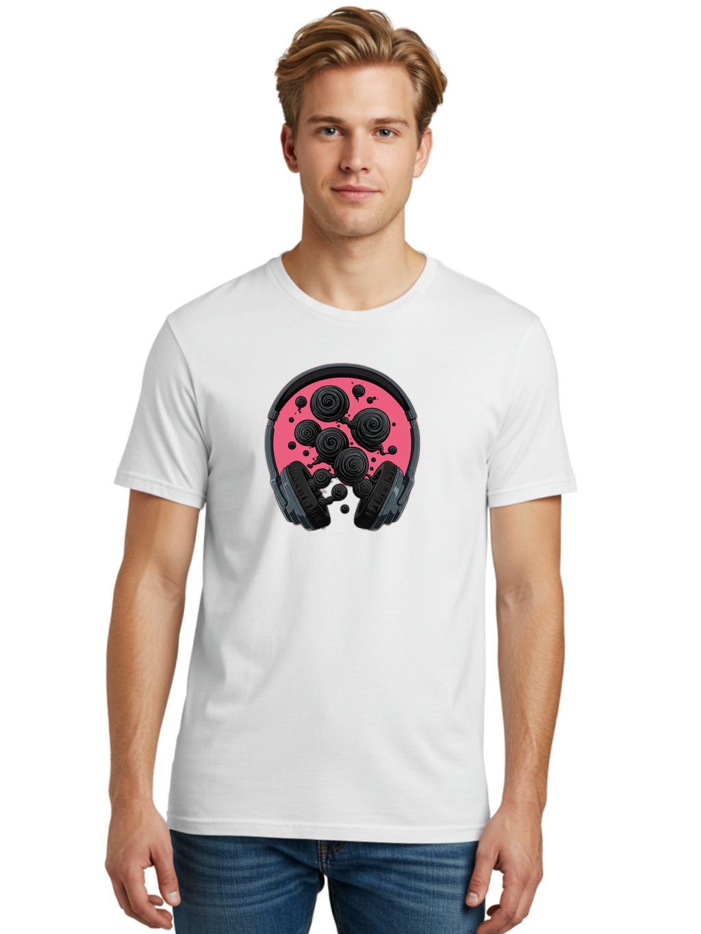 Headphones Men'S Graphic Tee, 100% Cotton, Comfortable Casual Summer Wear, Machine Washable, Vintage Camera, Old Camera, Antique Camera, Black Camera, Classic Photography, Photography Equipment, Nostalgic Device, Film Camera, Camera Art Bam630