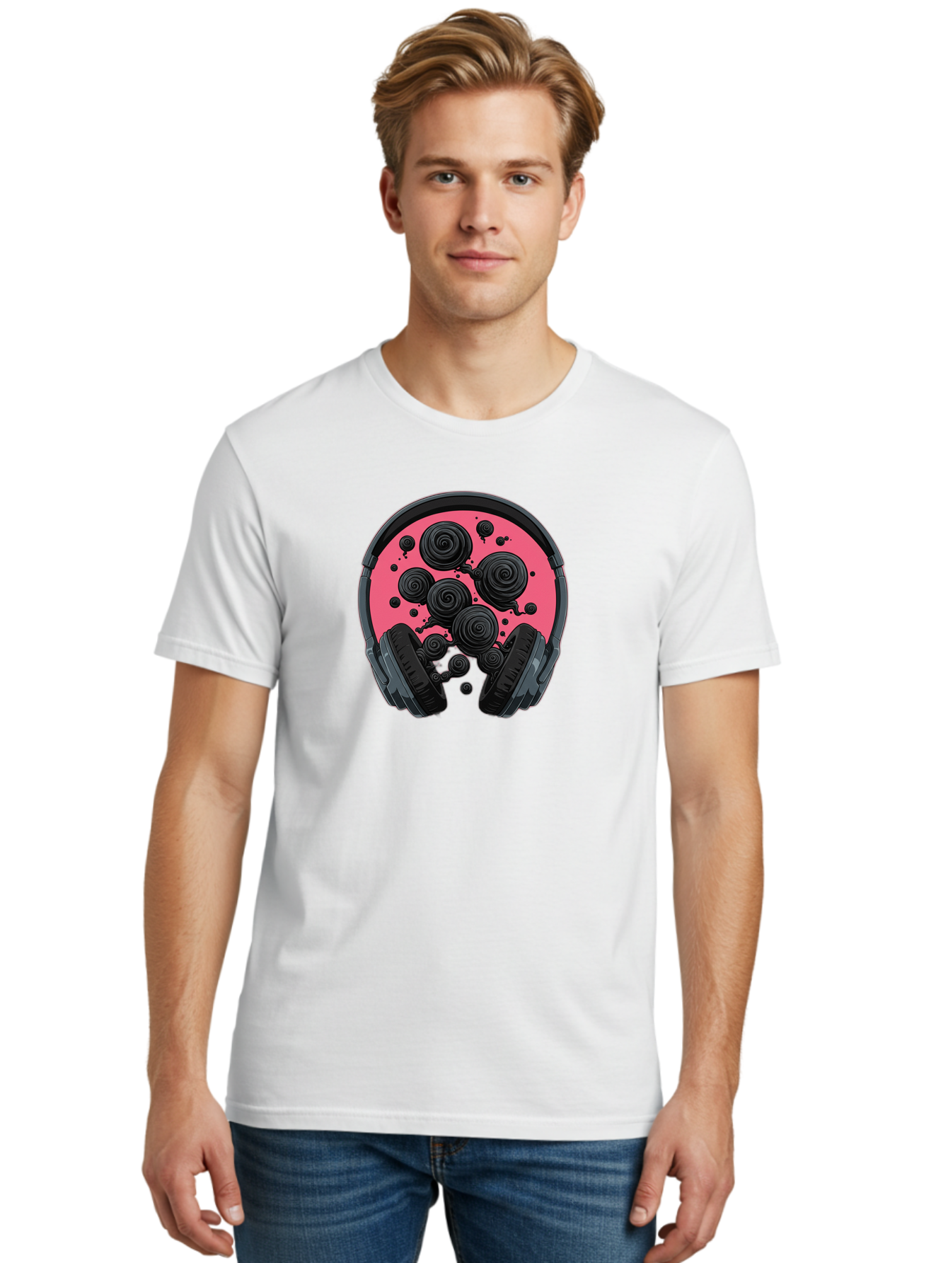 Headphones Men'S Graphic Tee, 100% Cotton, Comfortable Casual Summer Wear, Machine Washable, Vintage Camera, Old Camera, Antique Camera, Black Camera, Classic Photography, Photography Equipment, Nostalgic Device, Film Camera, Camera Art Bam630