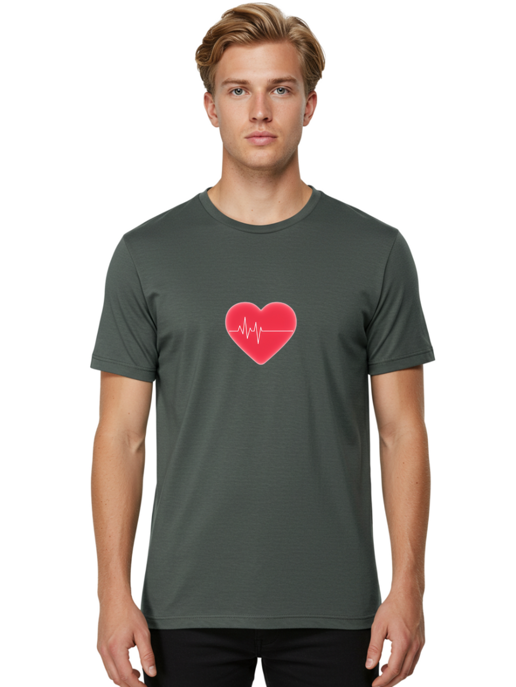 Heart-With-Ecg Men'S Graphic Tee, 100% Cotton, Comfortable Casual Summer Wear, Machine Washable, Vintage Camera, Old Camera, Antique Camera, Black Camera, Classic Photography, Photography Equipment, Nostalgic Device, Film Camera, Camera Art Bam636
