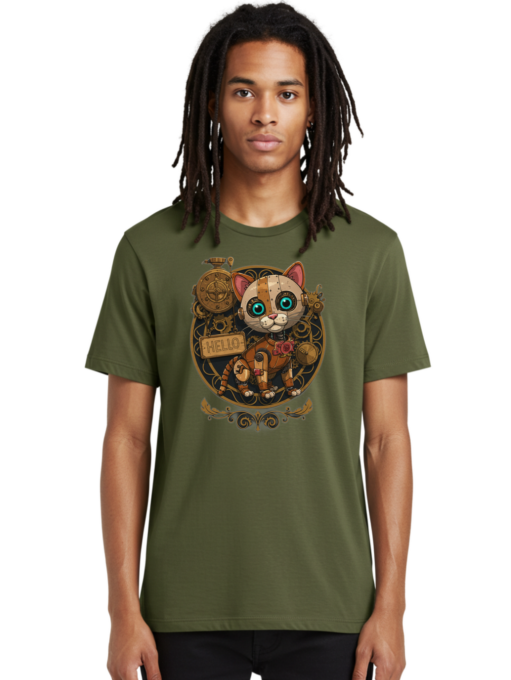 Hello-Cat Men'S Graphic Tee, 100% Cotton, Comfortable Casual Summer Wear, Machine Washable, Vintage Camera, Old Camera, Antique Camera, Black Camera, Classic Photography, Photography Equipment, Nostalgic Device, Film Camera, Camera Art Bam639