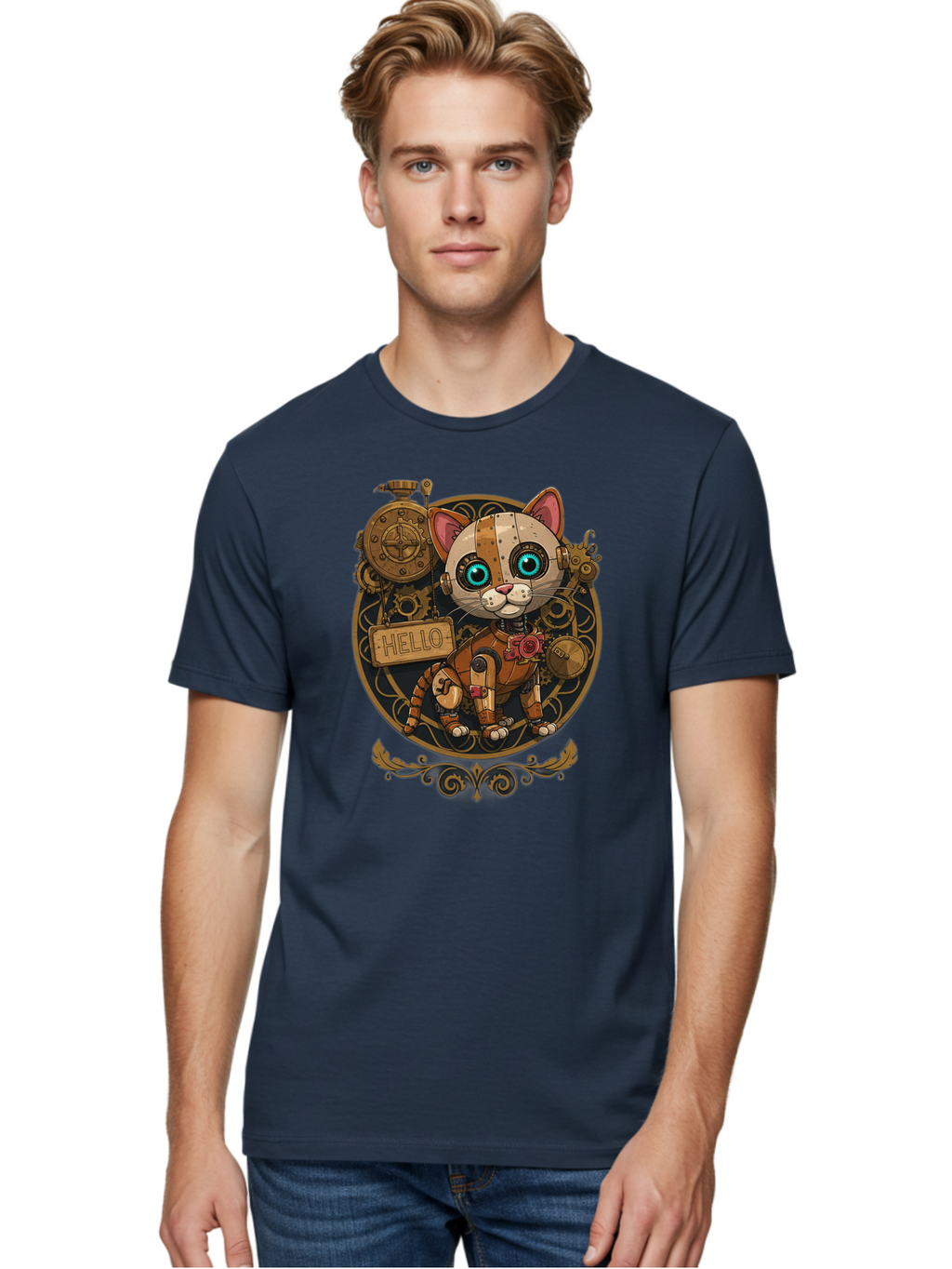Hello-Cat Men'S Graphic Tee, 100% Cotton, Comfortable Casual Summer Wear, Machine Washable, Vintage Camera, Old Camera, Antique Camera, Black Camera, Classic Photography, Photography Equipment, Nostalgic Device, Film Camera, Camera Art Bam639