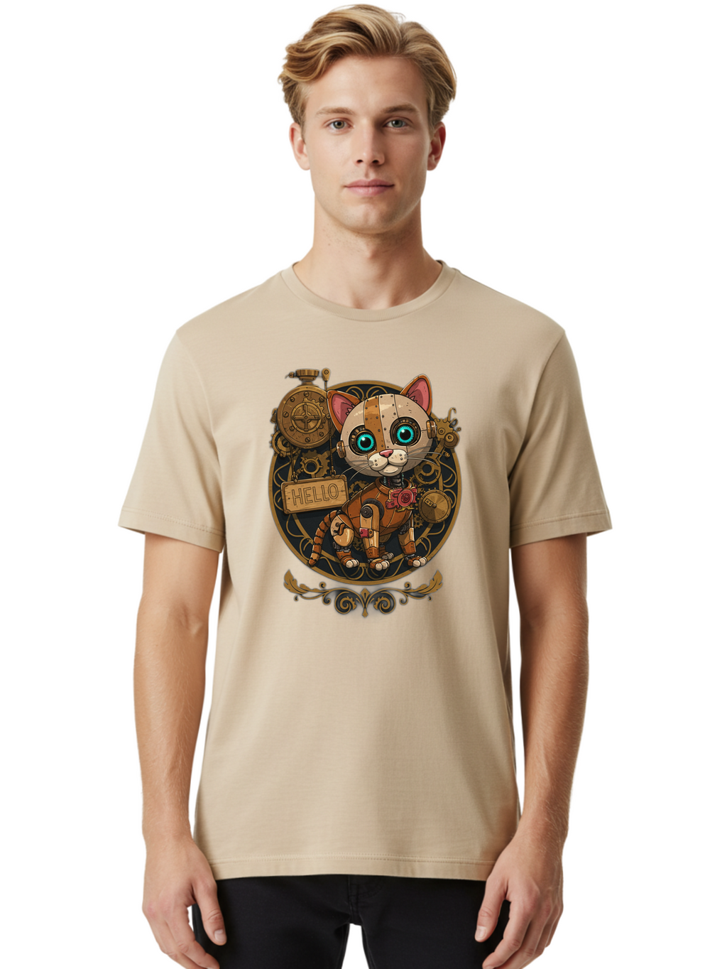 Hello-Cat Men'S Graphic Tee, 100% Cotton, Comfortable Casual Summer Wear, Machine Washable, Vintage Camera, Old Camera, Antique Camera, Black Camera, Classic Photography, Photography Equipment, Nostalgic Device, Film Camera, Camera Art Bam639
