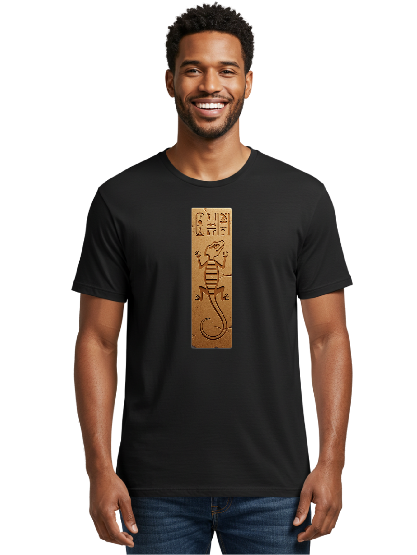 Hieroglyphic-Lizard-Plaque Men'S Graphic Tee, 100% Cotton, Comfortable Casual Summer Wear, Machine Washable, Vintage Camera, Old Camera, Antique Camera, Black Camera, Classic Photography, Photography Equipment, Nostalgic Device, Film Camera, Bam644