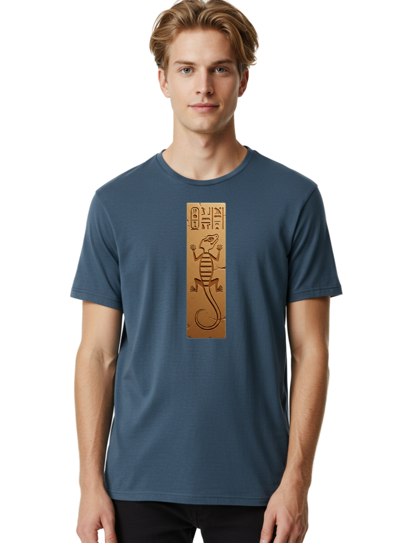 Hieroglyphic-Lizard-Plaque Men'S Graphic Tee, 100% Cotton, Comfortable Casual Summer Wear, Machine Washable, Vintage Camera, Old Camera, Antique Camera, Black Camera, Classic Photography, Photography Equipment, Nostalgic Device, Film Camera, Bam644