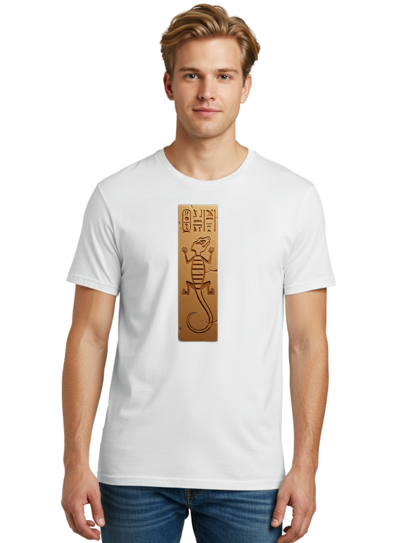 Hieroglyphic-Lizard-Plaque Men'S Graphic Tee, 100% Cotton, Comfortable Casual Summer Wear, Machine Washable, Vintage Camera, Old Camera, Antique Camera, Black Camera, Classic Photography, Photography Equipment, Nostalgic Device, Film Camera, Bam644