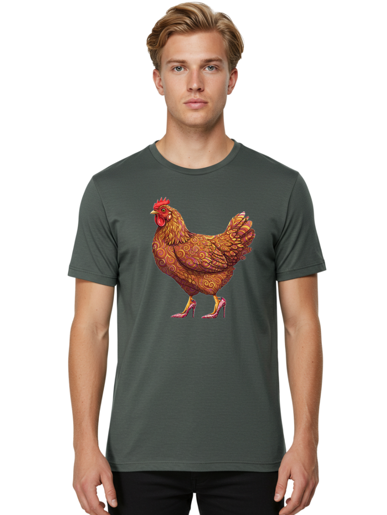 High-Heel-Chicken-1 Men'S Graphic Tee, 100% Cotton, Comfortable Casual Summer Wear, Machine Washable, Vintage Camera, Old Camera, Antique Camera, Black Camera, Classic Photography, Photography Equipment, Nostalgic Device, Film Camera, Bam645