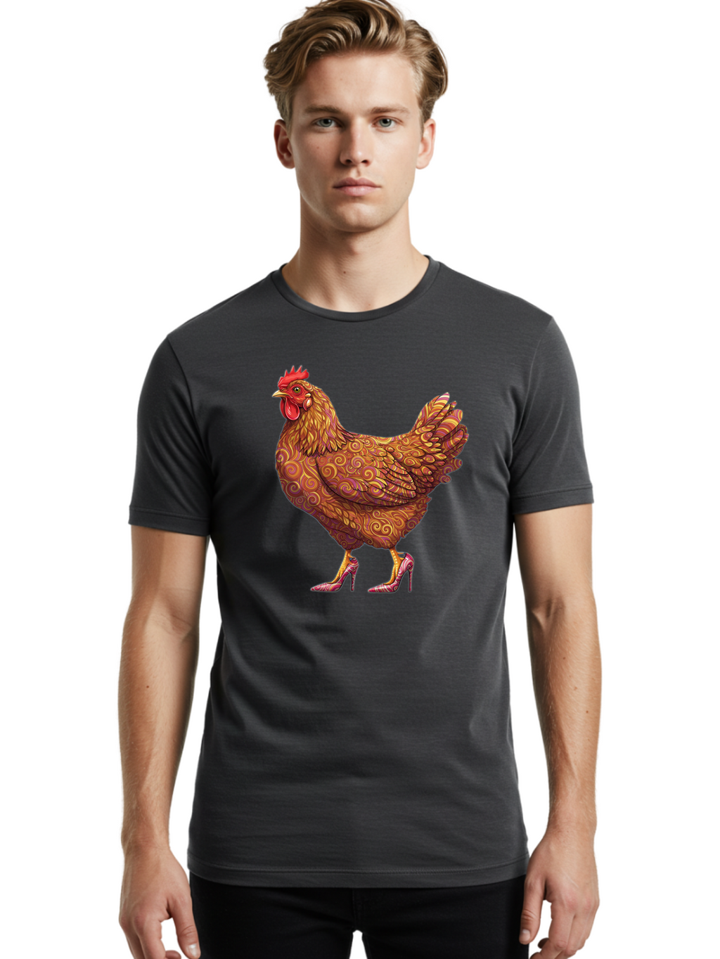 High-Heel-Chicken-1 Men'S Graphic Tee, 100% Cotton, Comfortable Casual Summer Wear, Machine Washable, Vintage Camera, Old Camera, Antique Camera, Black Camera, Classic Photography, Photography Equipment, Nostalgic Device, Film Camera, Bam645