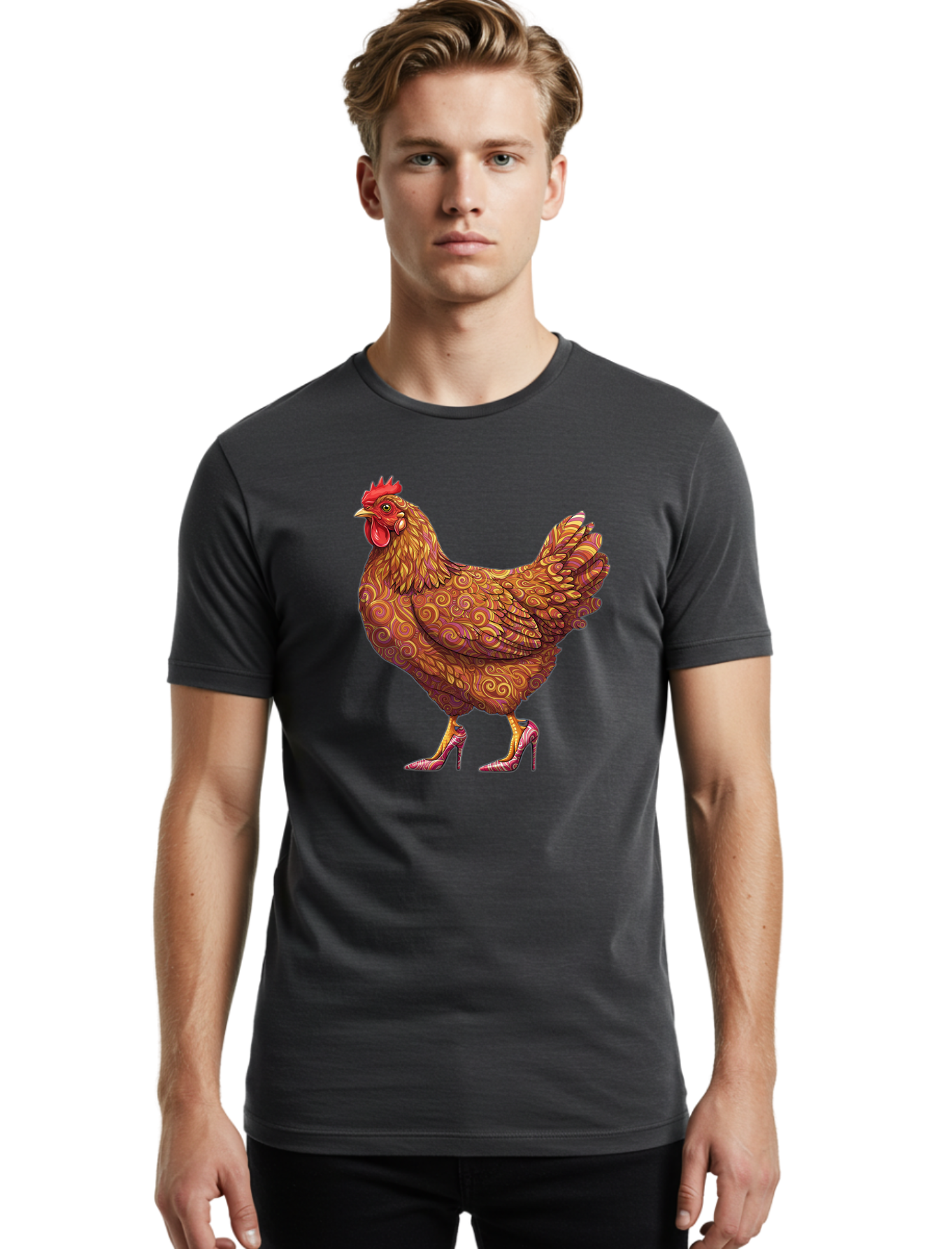 High-Heel-Chicken-1 Men'S Graphic Tee, 100% Cotton, Comfortable Casual Summer Wear, Machine Washable, Vintage Camera, Old Camera, Antique Camera, Black Camera, Classic Photography, Photography Equipment, Nostalgic Device, Film Camera, Bam645