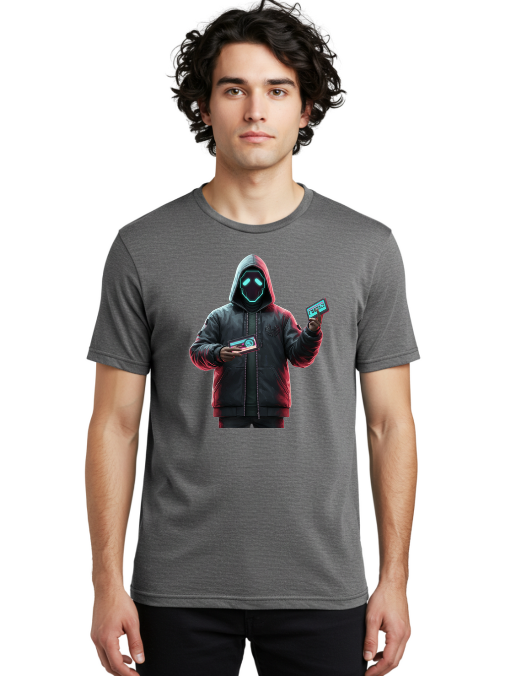 Hooded-Figure-With-Credit-Cards Men'S Graphic Tee, 100% Cotton, Comfortable Casual Summer Wear, Machine Washable, Vintage Camera, Old Camera, Antique Camera, Black Camera, Classic Photography, Photography Equipment, Nostalgic Device, Bam651