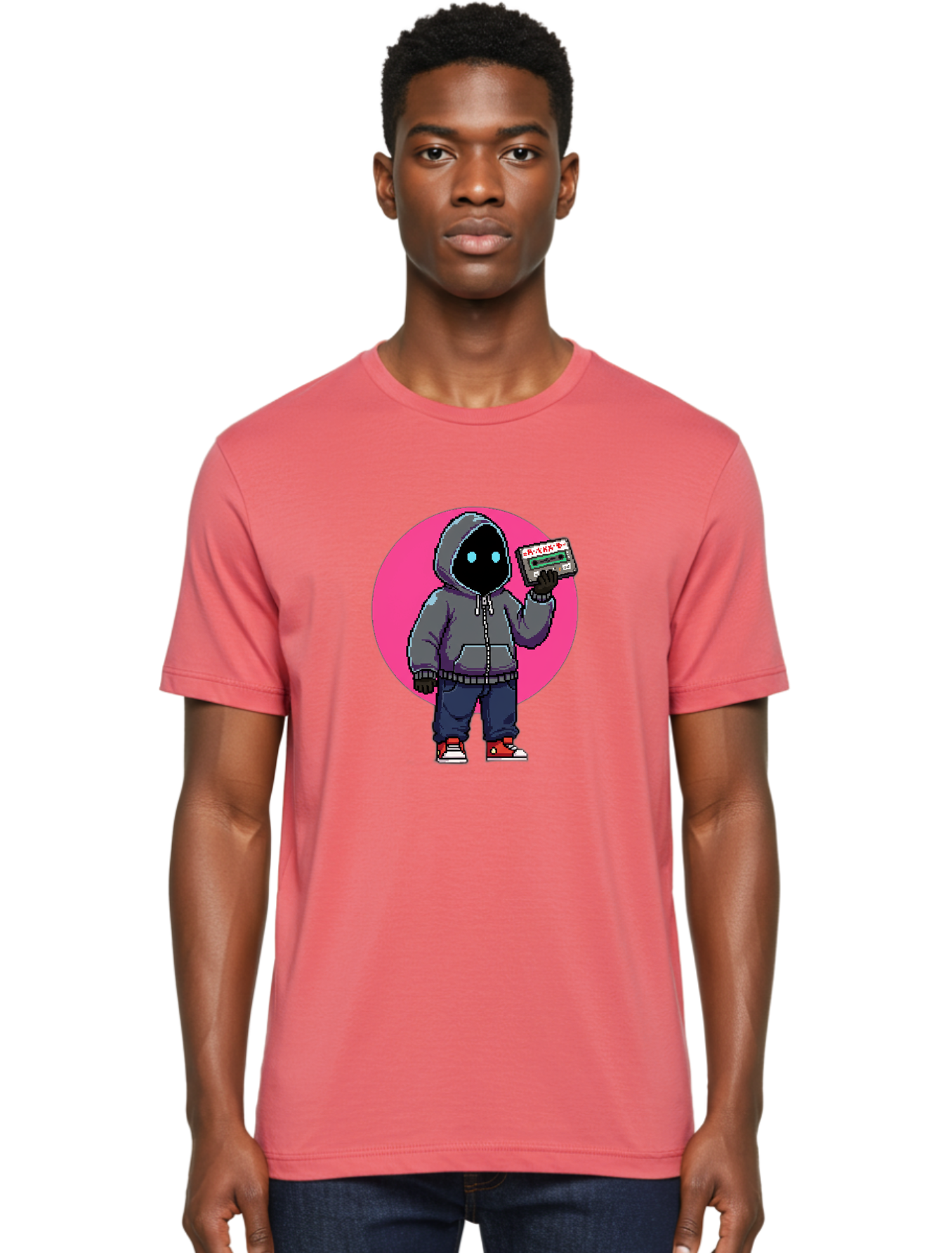 Hooded-Figure Men'S Graphic Tee, 100% Cotton, Comfortable Casual Summer Wear, Machine Washable, Vintage Camera, Old Camera, Antique Camera, Black Camera, Classic Photography, Photography Equipment, Nostalgic Device, Film Camera, Camera Art Bam652
