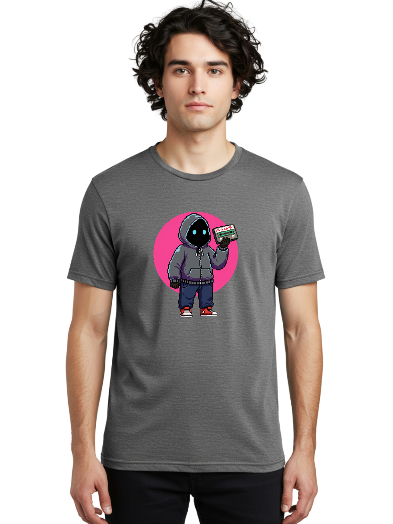 Hooded-Figure Men'S Graphic Tee, 100% Cotton, Comfortable Casual Summer Wear, Machine Washable, Vintage Camera, Old Camera, Antique Camera, Black Camera, Classic Photography, Photography Equipment, Nostalgic Device, Film Camera, Camera Art Bam652
