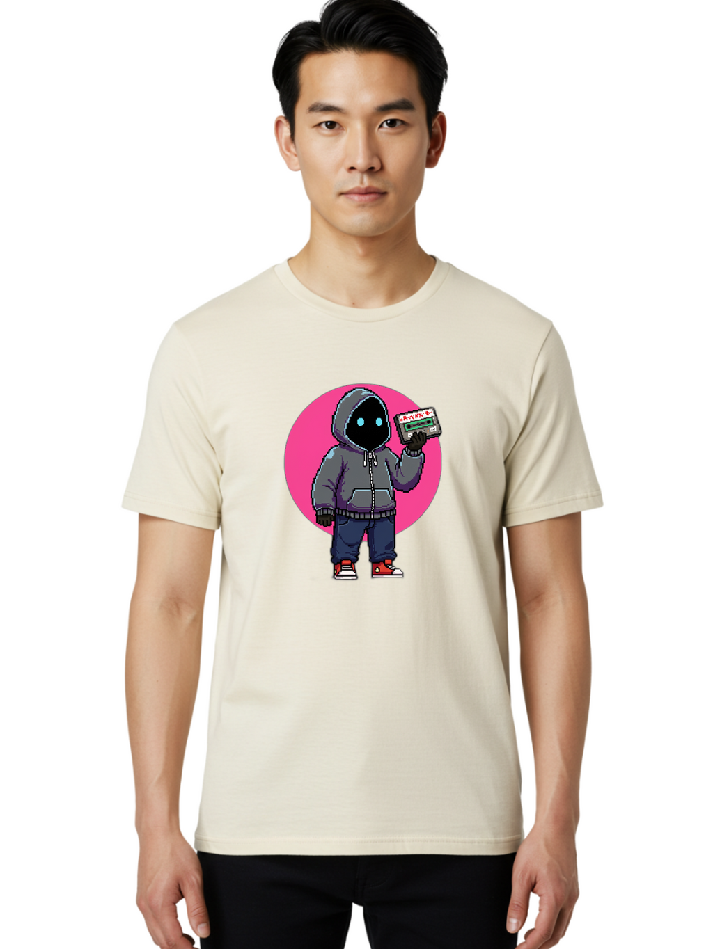 Hooded-Figure Men'S Graphic Tee, 100% Cotton, Comfortable Casual Summer Wear, Machine Washable, Vintage Camera, Old Camera, Antique Camera, Black Camera, Classic Photography, Photography Equipment, Nostalgic Device, Film Camera, Camera Art Bam652