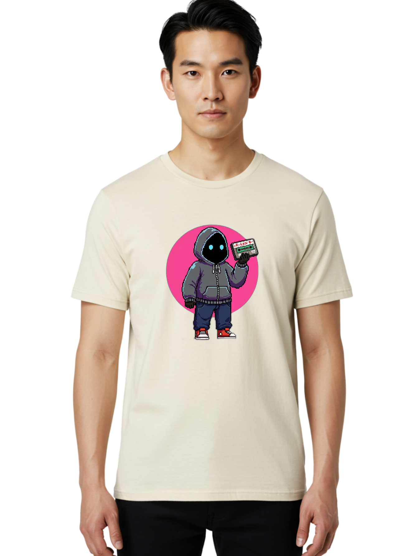 Hooded-Figure Men'S Graphic Tee, 100% Cotton, Comfortable Casual Summer Wear, Machine Washable, Vintage Camera, Old Camera, Antique Camera, Black Camera, Classic Photography, Photography Equipment, Nostalgic Device, Film Camera, Camera Art Bam652