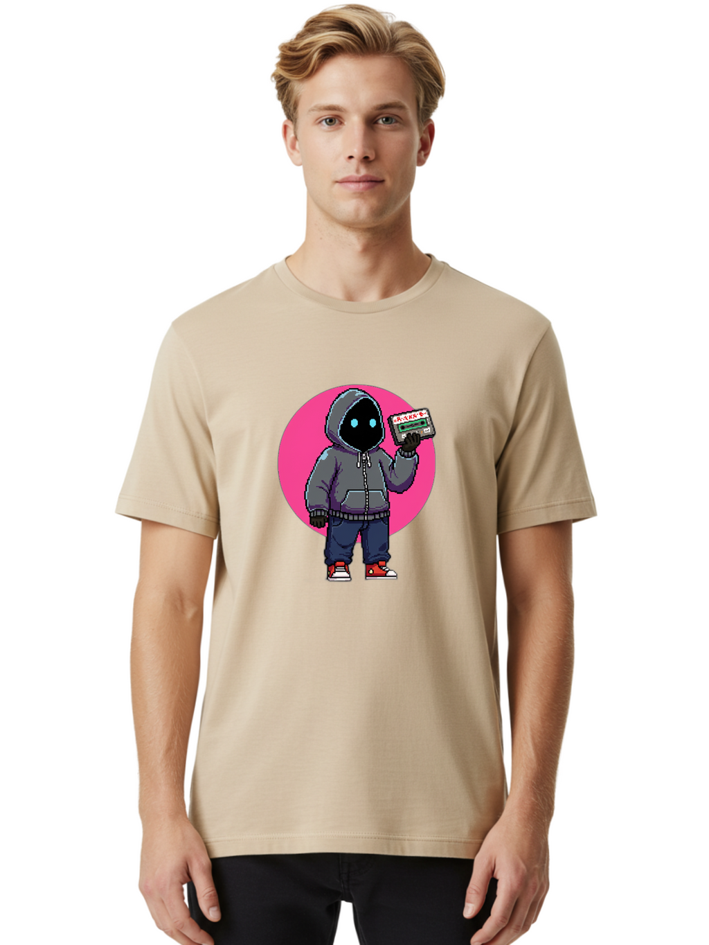Hooded-Figure Men'S Graphic Tee, 100% Cotton, Comfortable Casual Summer Wear, Machine Washable, Vintage Camera, Old Camera, Antique Camera, Black Camera, Classic Photography, Photography Equipment, Nostalgic Device, Film Camera, Camera Art Bam652