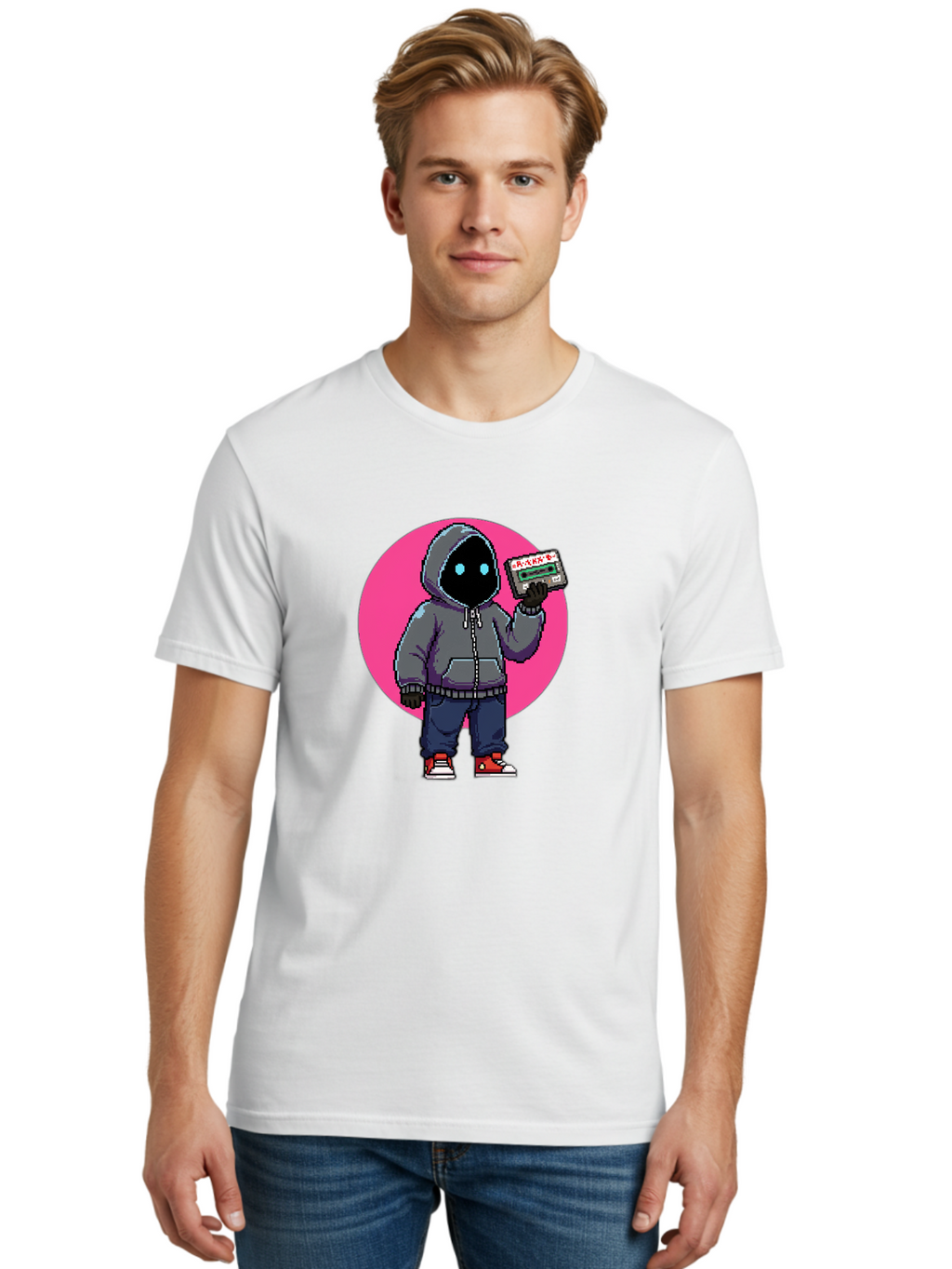 Hooded-Figure Men'S Graphic Tee, 100% Cotton, Comfortable Casual Summer Wear, Machine Washable, Vintage Camera, Old Camera, Antique Camera, Black Camera, Classic Photography, Photography Equipment, Nostalgic Device, Film Camera, Camera Art Bam652
