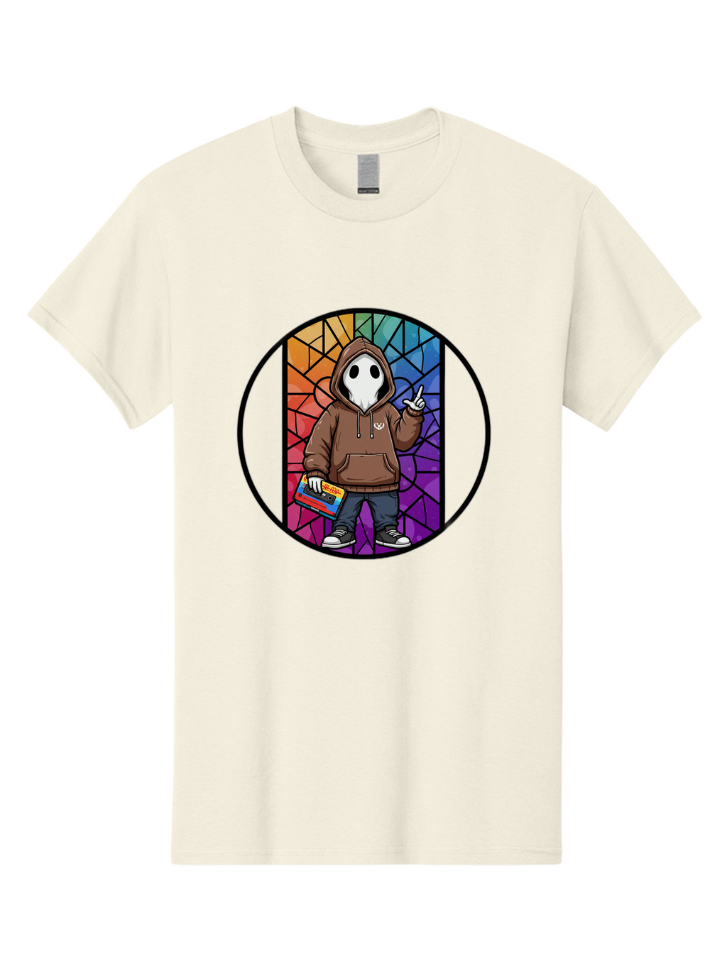 Hooded-Ghost-With-Boombox Men'S Graphic Tee, 100% Cotton, Comfortable Casual Summer Wear, Machine Washable, Vintage Camera, Old Camera, Antique Camera, Black Camera, Classic Photography, Photography Equipment, Nostalgic Device, Film Camera, Bam653