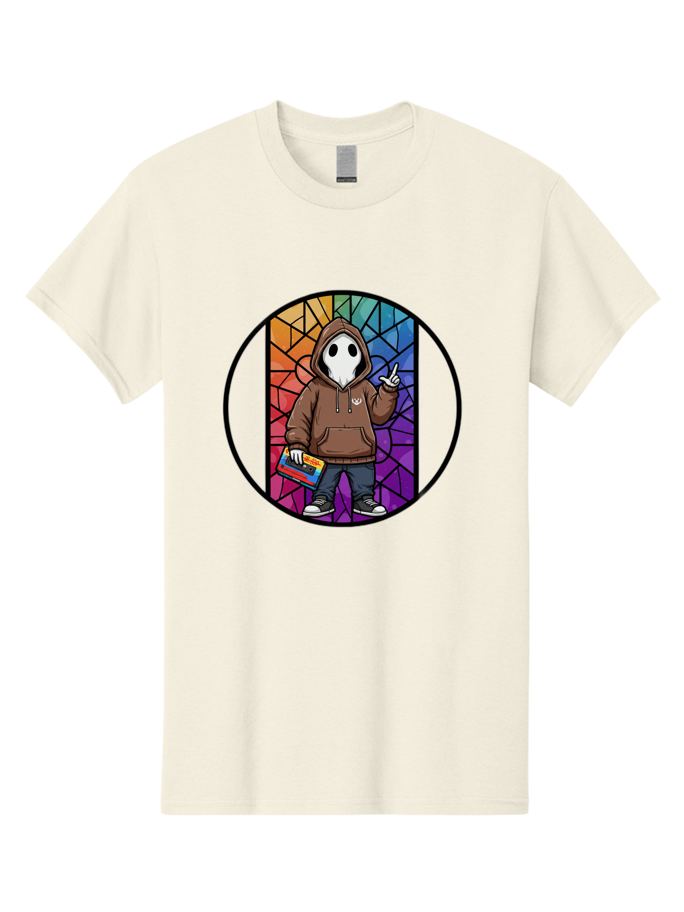 Hooded-Ghost-With-Boombox Men'S Graphic Tee, 100% Cotton, Comfortable Casual Summer Wear, Machine Washable, Vintage Camera, Old Camera, Antique Camera, Black Camera, Classic Photography, Photography Equipment, Nostalgic Device, Film Camera, Bam653