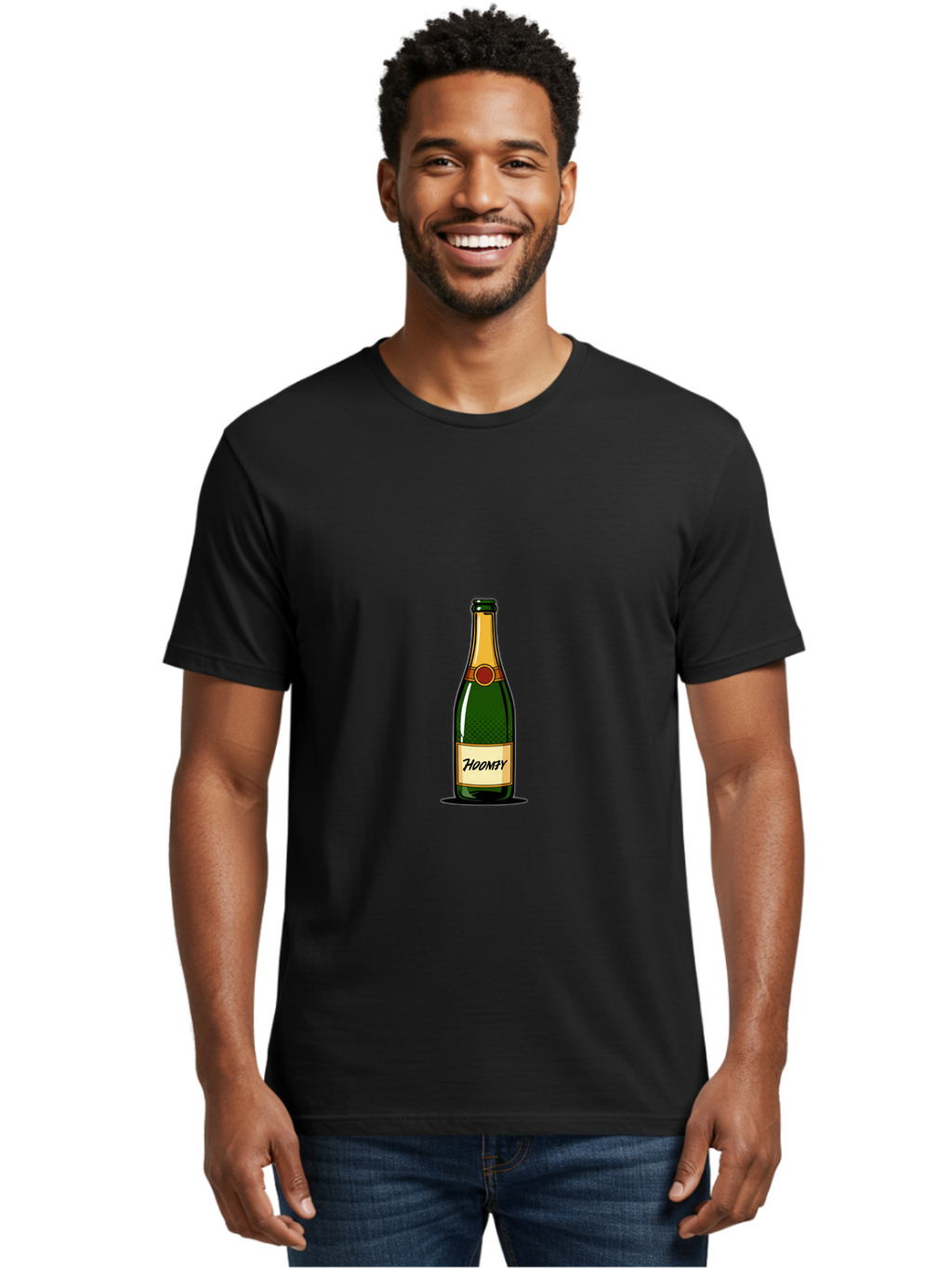 Hooray-Champagne-Bottle Men'S Graphic Tee, 100% Cotton, Comfortable Casual Summer Wear, Machine Washable, Vintage Camera, Old Camera, Antique Camera, Black Camera, Classic Photography, Photography Equipment, Nostalgic Device, Film Camera, Bam654