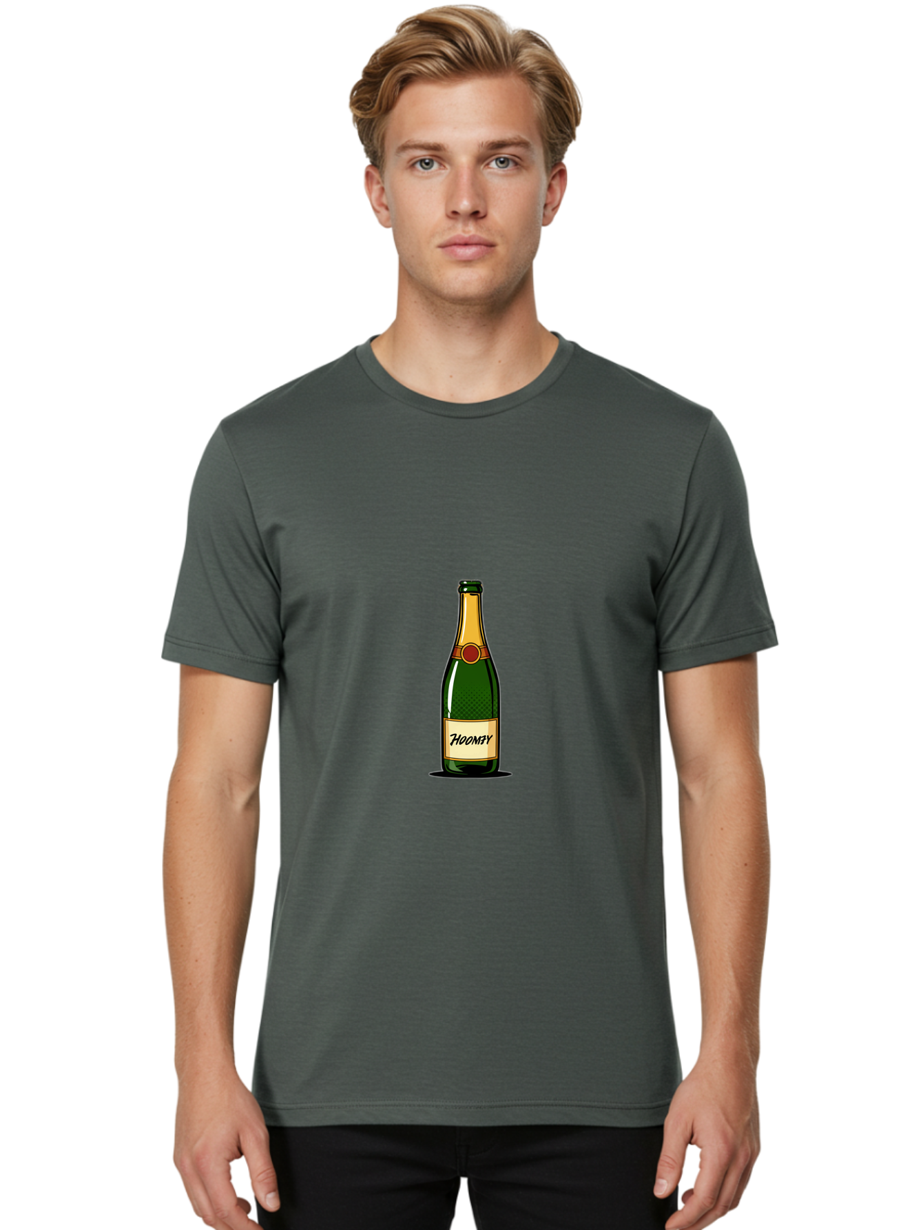 Hooray-Champagne-Bottle Men'S Graphic Tee, 100% Cotton, Comfortable Casual Summer Wear, Machine Washable, Vintage Camera, Old Camera, Antique Camera, Black Camera, Classic Photography, Photography Equipment, Nostalgic Device, Film Camera, Bam654