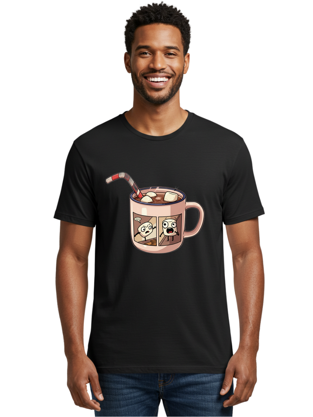 Hot-Chocolate-3 Men'S Graphic Tee, 100% Cotton, Comfortable Casual Summer Wear, Machine Washable, Vintage Camera, Old Camera, Antique Camera, Black Camera, Classic Photography, Photography Equipment, Nostalgic Device, Film Camera, Camera Art Bam660
