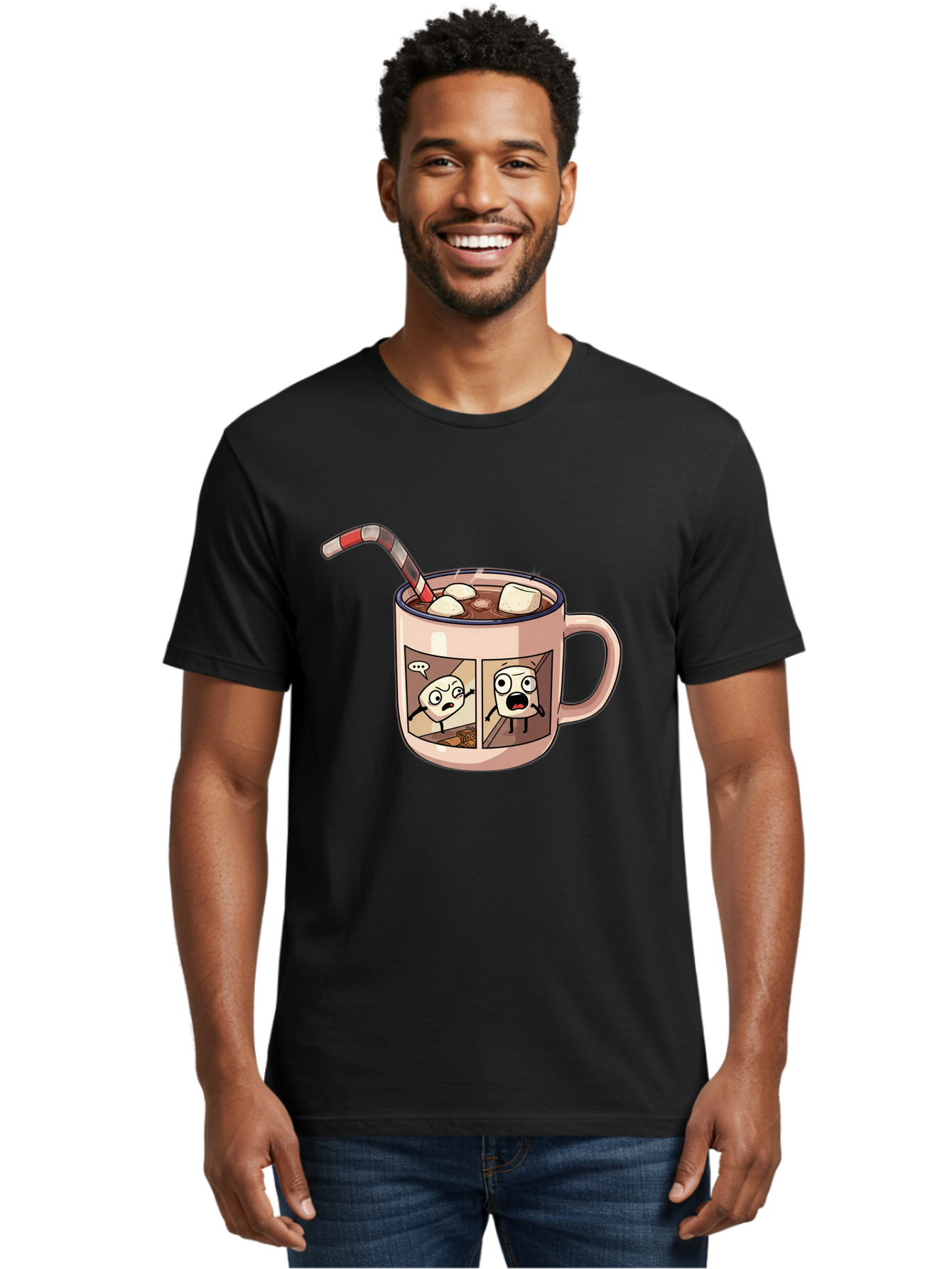 Hot-Chocolate-3 Men'S Graphic Tee, 100% Cotton, Comfortable Casual Summer Wear, Machine Washable, Vintage Camera, Old Camera, Antique Camera, Black Camera, Classic Photography, Photography Equipment, Nostalgic Device, Film Camera, Camera Art Bam660