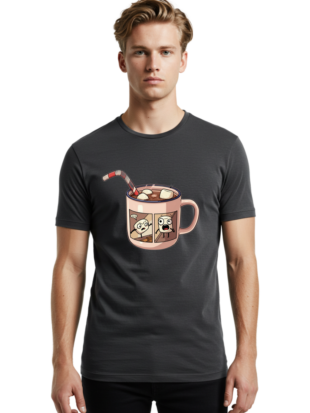 Hot-Chocolate-3 Men'S Graphic Tee, 100% Cotton, Comfortable Casual Summer Wear, Machine Washable, Vintage Camera, Old Camera, Antique Camera, Black Camera, Classic Photography, Photography Equipment, Nostalgic Device, Film Camera, Camera Art Bam660