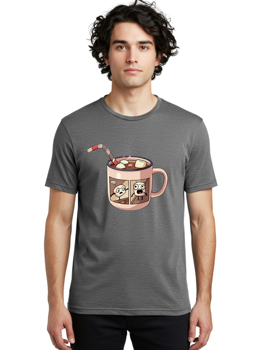Hot-Chocolate-3 Men'S Graphic Tee, 100% Cotton, Comfortable Casual Summer Wear, Machine Washable, Vintage Camera, Old Camera, Antique Camera, Black Camera, Classic Photography, Photography Equipment, Nostalgic Device, Film Camera, Camera Art Bam660