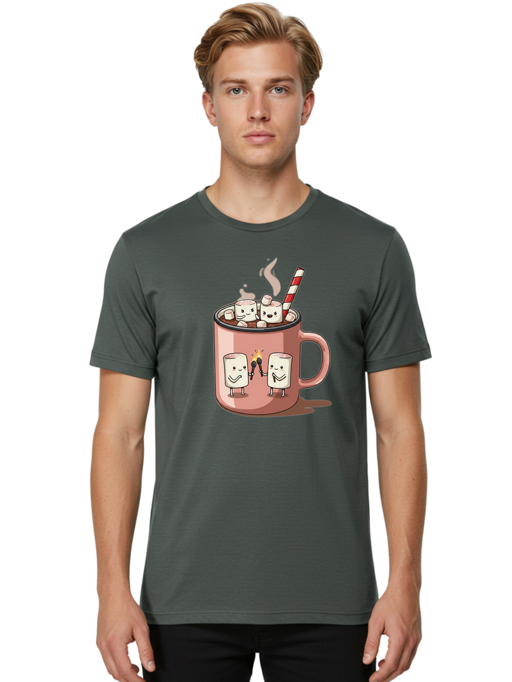 Hot-Chocolate-Marshmallows Men'S Graphic Tee, 100% Cotton, Comfortable Casual Summer Wear, Machine Washable, Vintage Camera, Old Camera, Antique Camera, Black Camera, Classic Photography, Photography Equipment, Nostalgic Device, Film Camera, Bam661