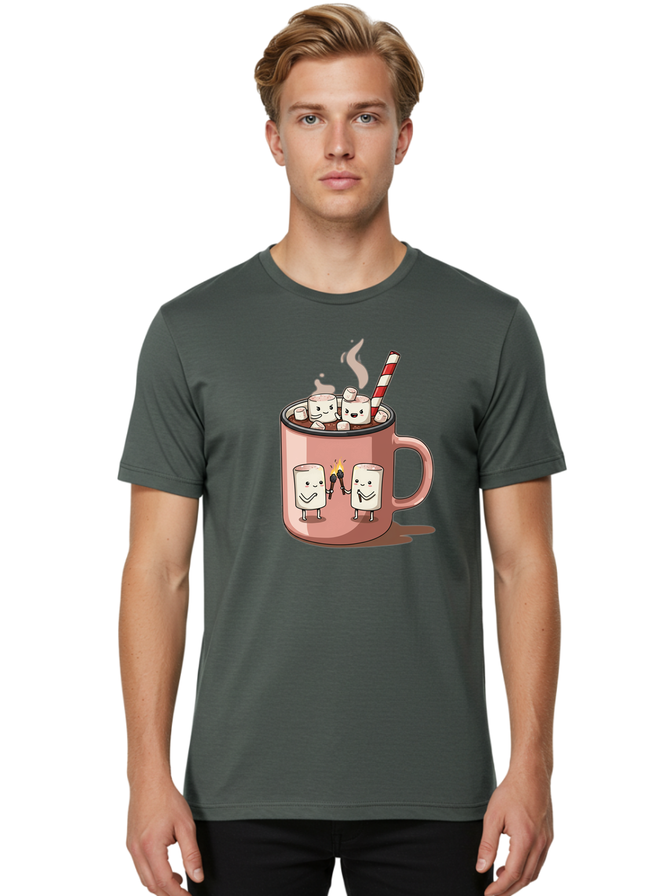 Hot-Chocolate-Marshmallows Men'S Graphic Tee, 100% Cotton, Comfortable Casual Summer Wear, Machine Washable, Vintage Camera, Old Camera, Antique Camera, Black Camera, Classic Photography, Photography Equipment, Nostalgic Device, Film Camera, Bam661