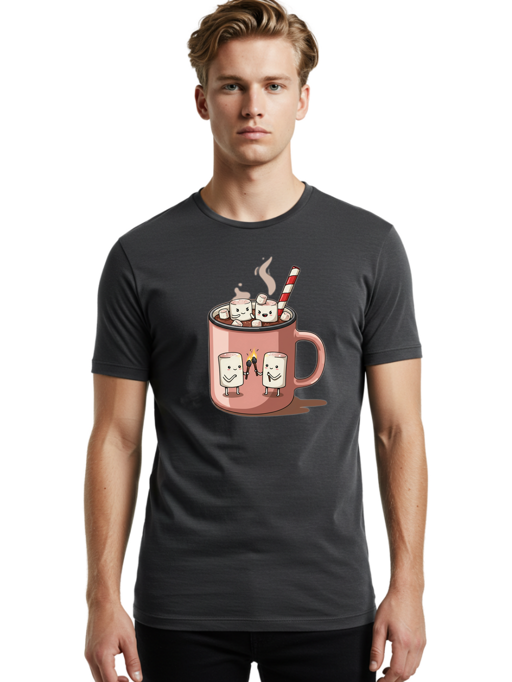 Hot-Chocolate-Marshmallows Men'S Graphic Tee, 100% Cotton, Comfortable Casual Summer Wear, Machine Washable, Vintage Camera, Old Camera, Antique Camera, Black Camera, Classic Photography, Photography Equipment, Nostalgic Device, Film Camera, Bam661